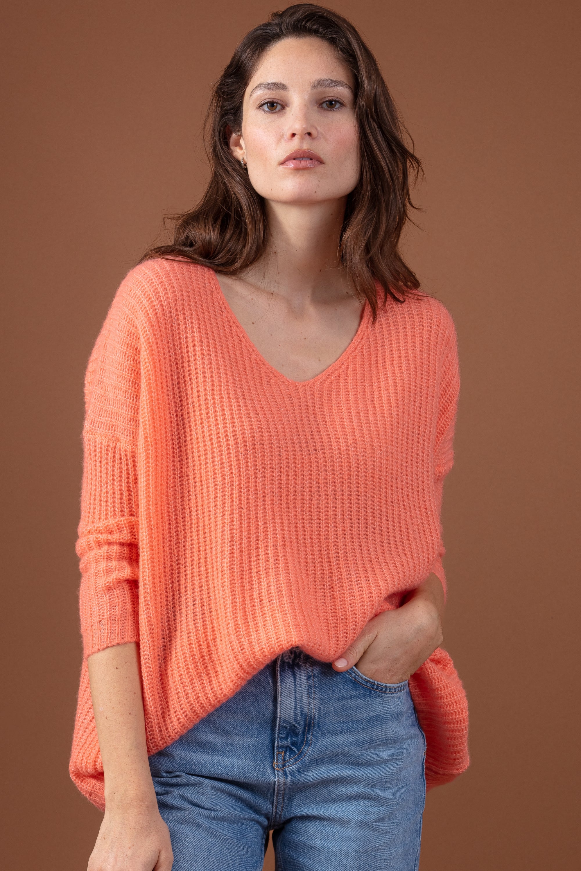 Daenerys in cashmere donna - papaya - Mahogany