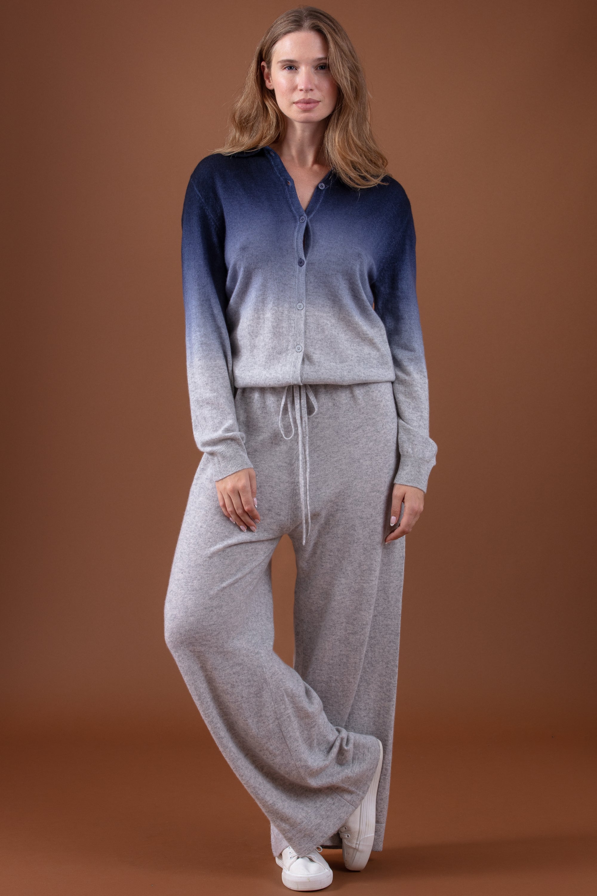 Rialto in cashmere donna - blu marino scuro / flanella chiné - Mahogany