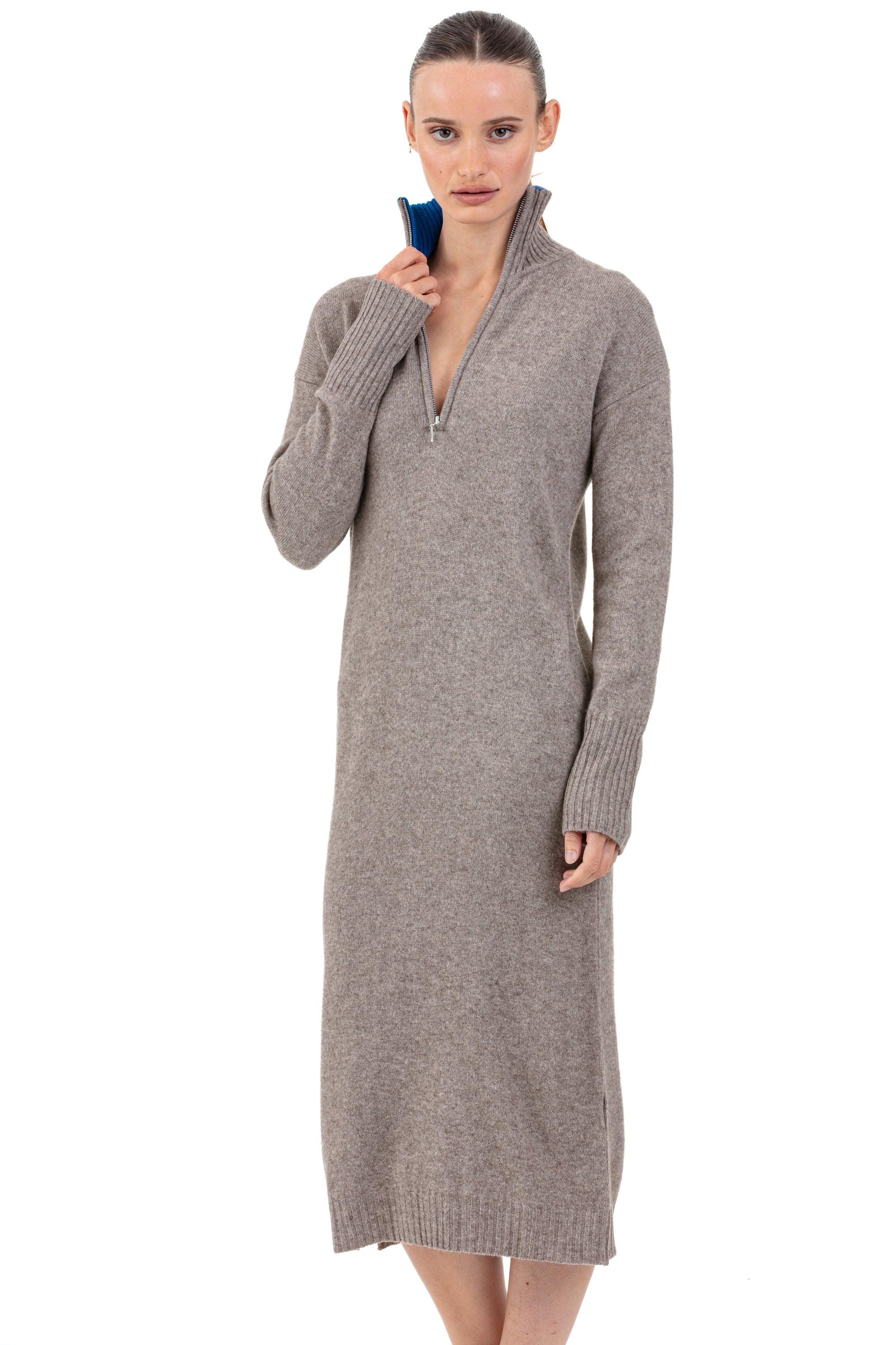 Richeval in cashmere e yak donna - marmotta naturale / blu lapislazzuli - Mahogany