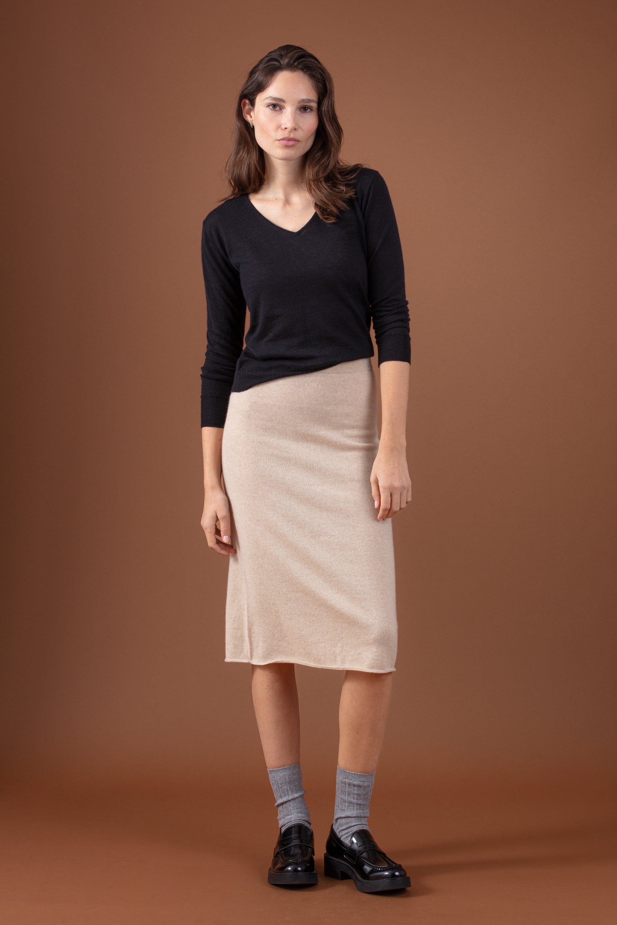 Regina in cashmere donna - natural beige - Mahogany