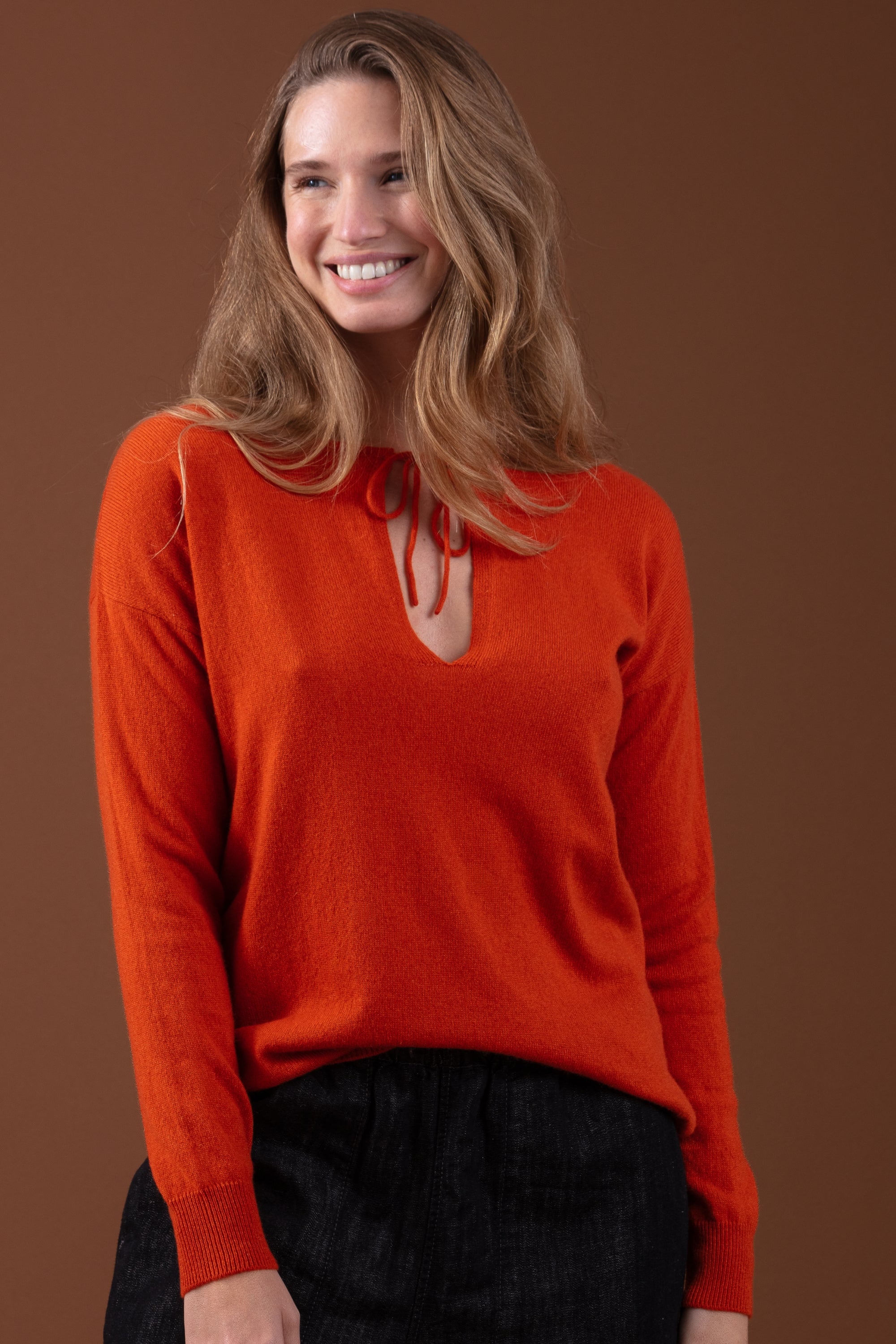 Rowena in cashmere donna - marmellata - Mahogany