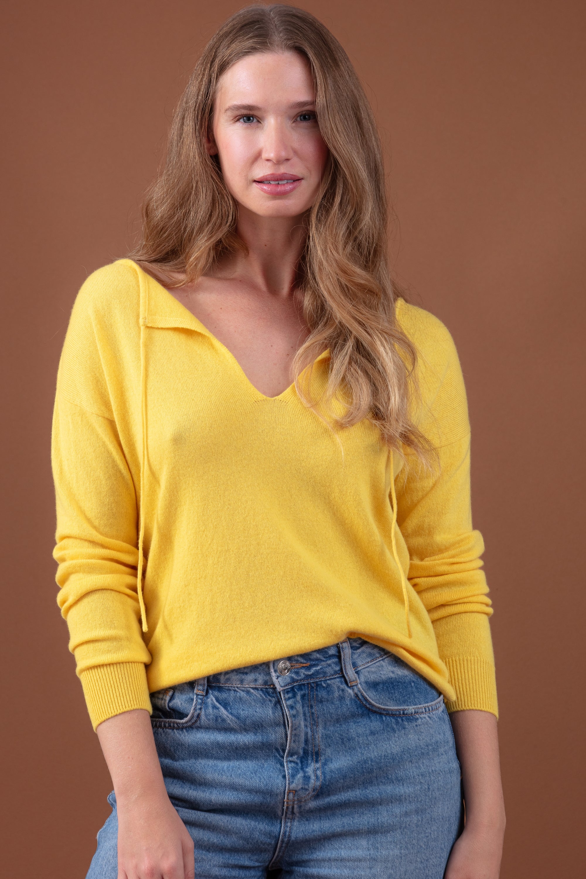 Rowena in cashmere donna - girasole - Mahogany