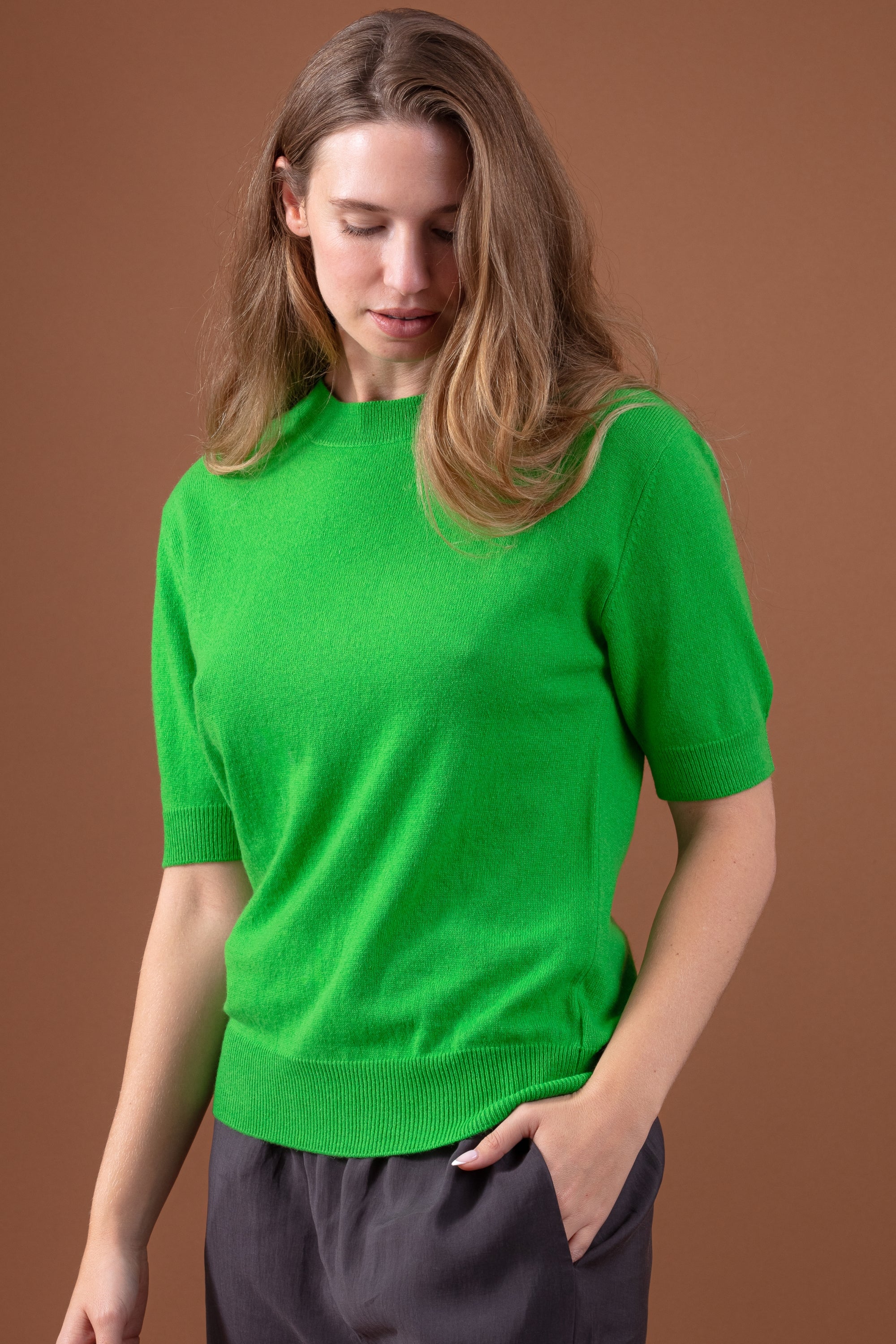 Riviera in cashmere donna - flash green - Mahogany