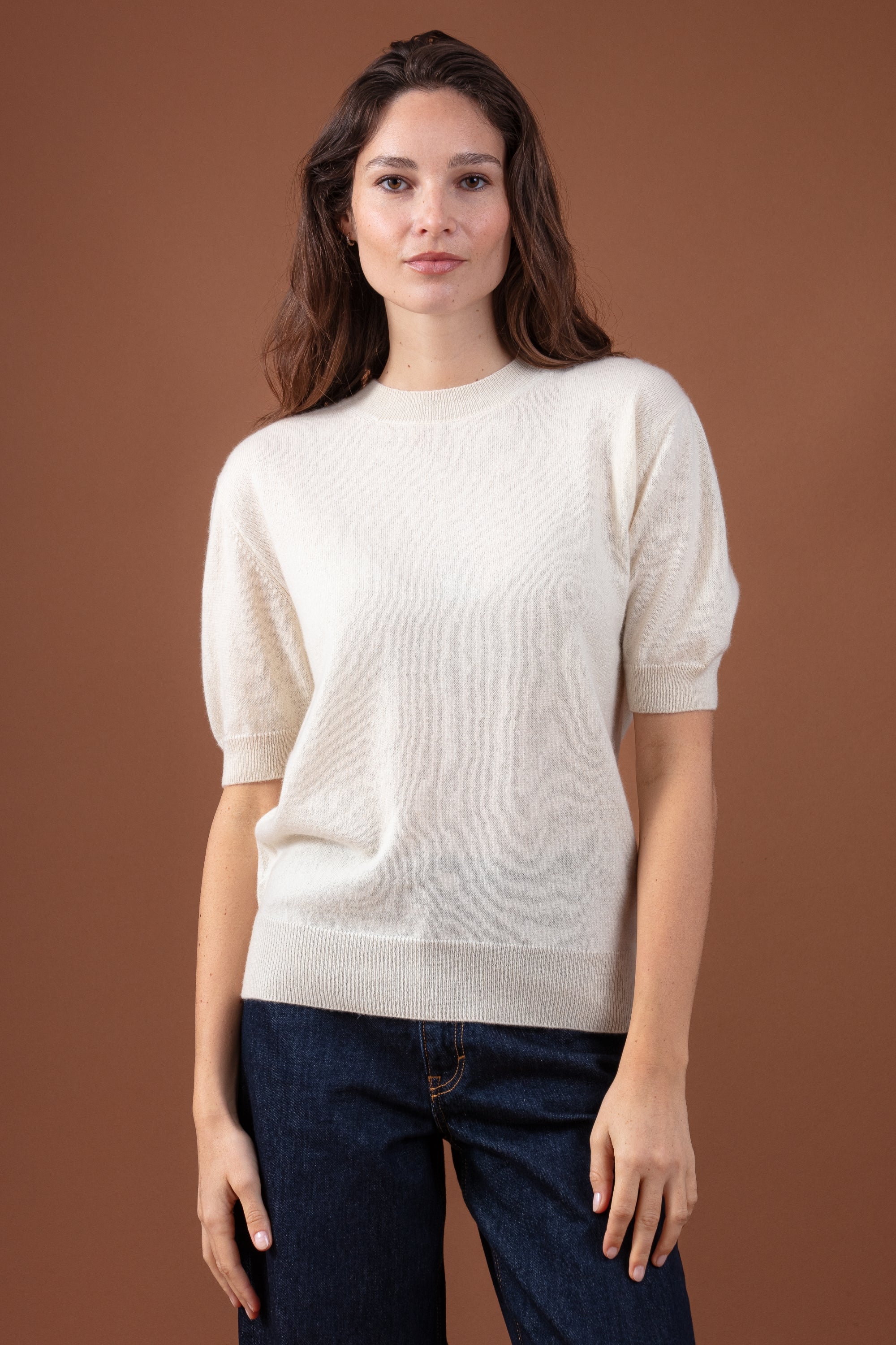 Riviera in cashmere donna - natural écru - Mahogany