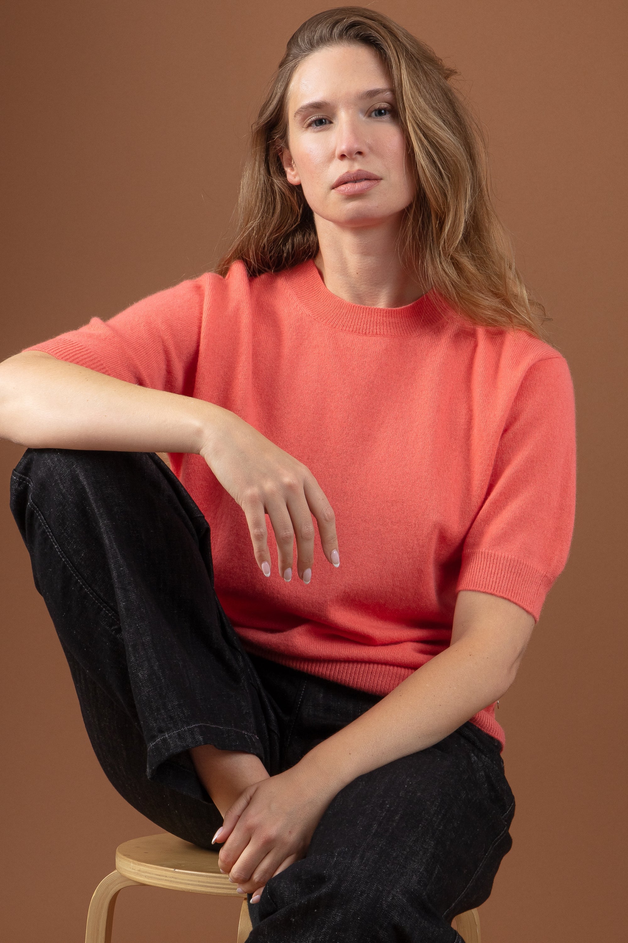 Riviera in cashmere donna - peach - Mahogany