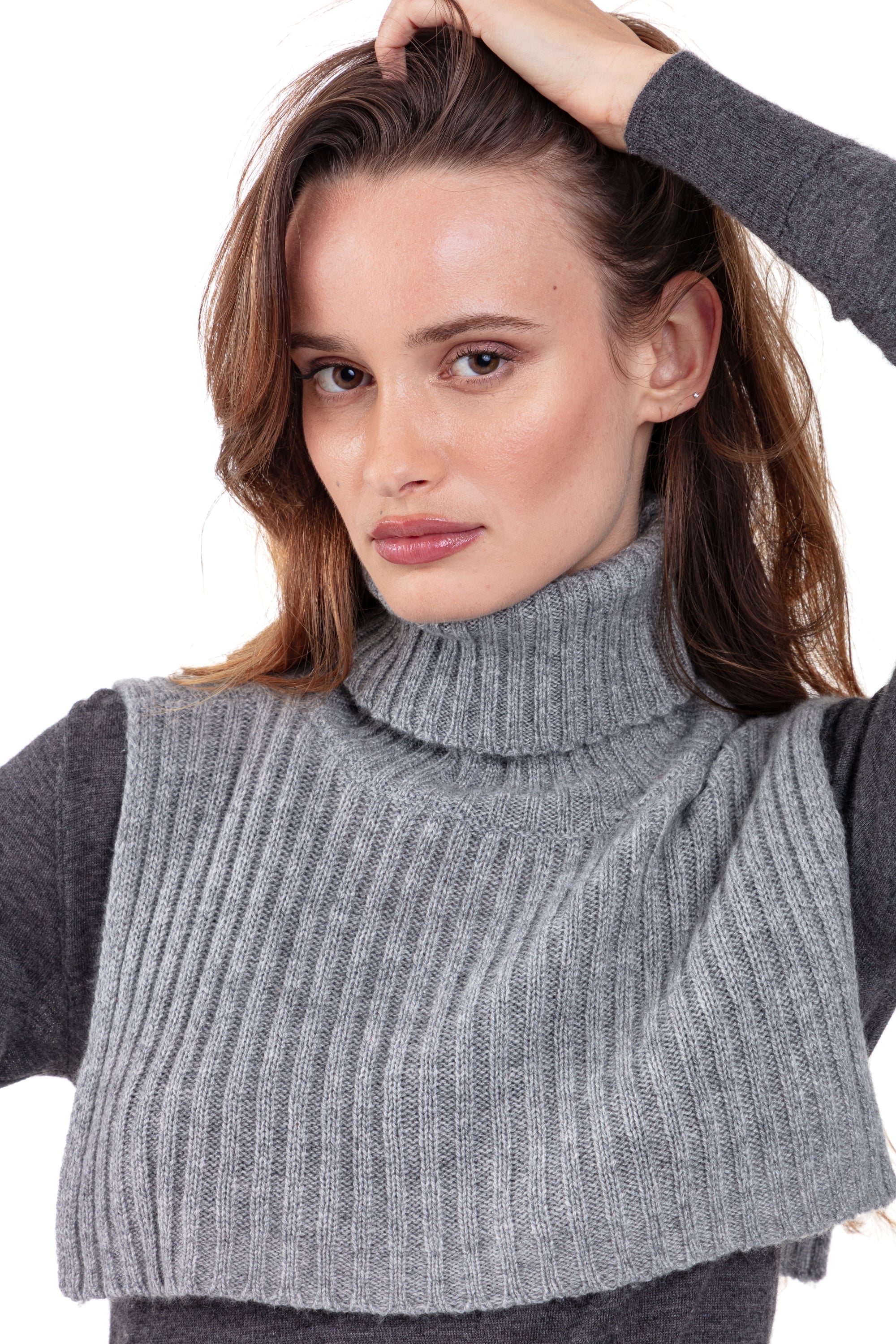Rolls in cashmere donna - grigio melange - Mahogany