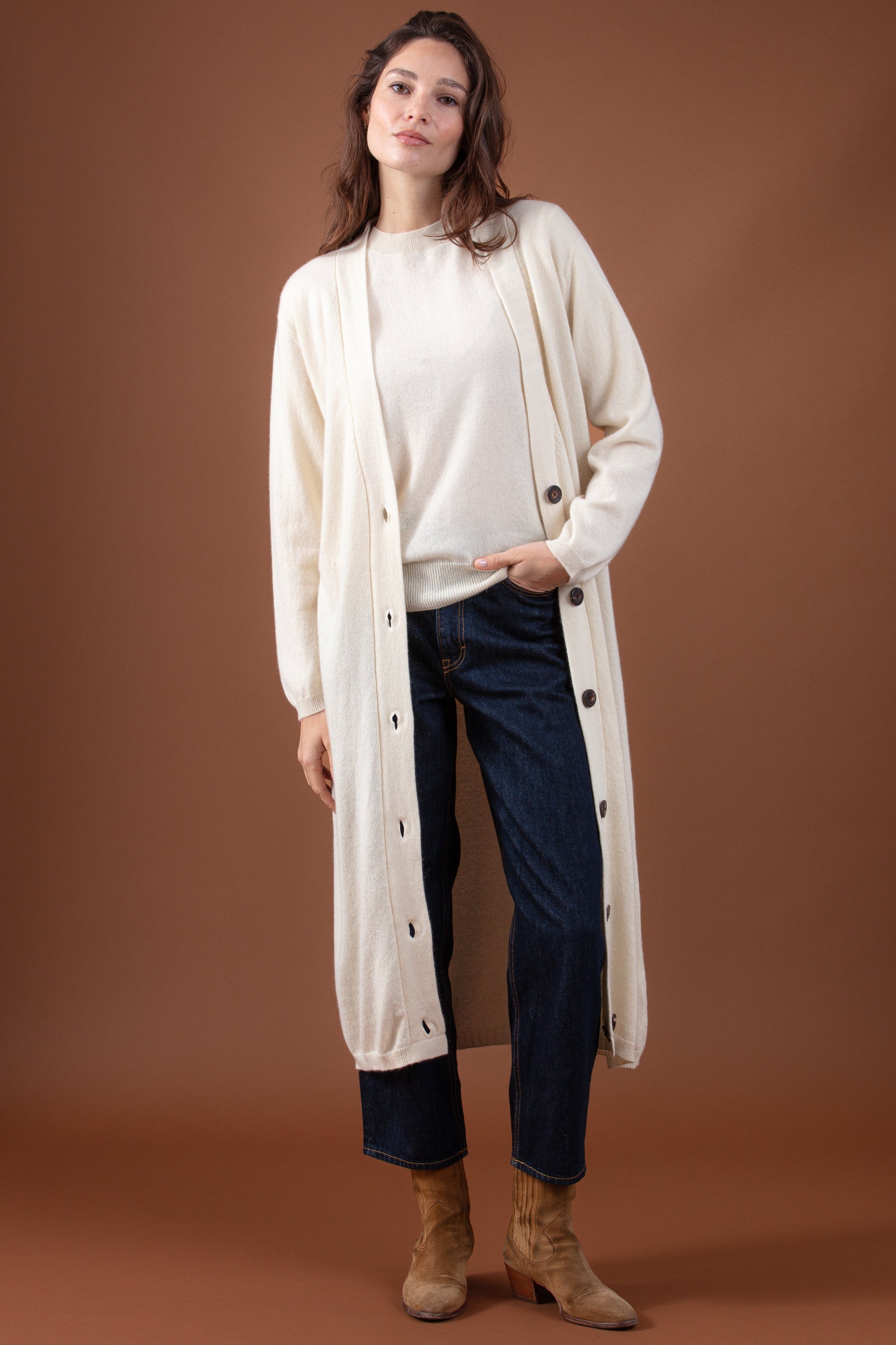 Rimini in cashmere donna - natural écru - Mahogany