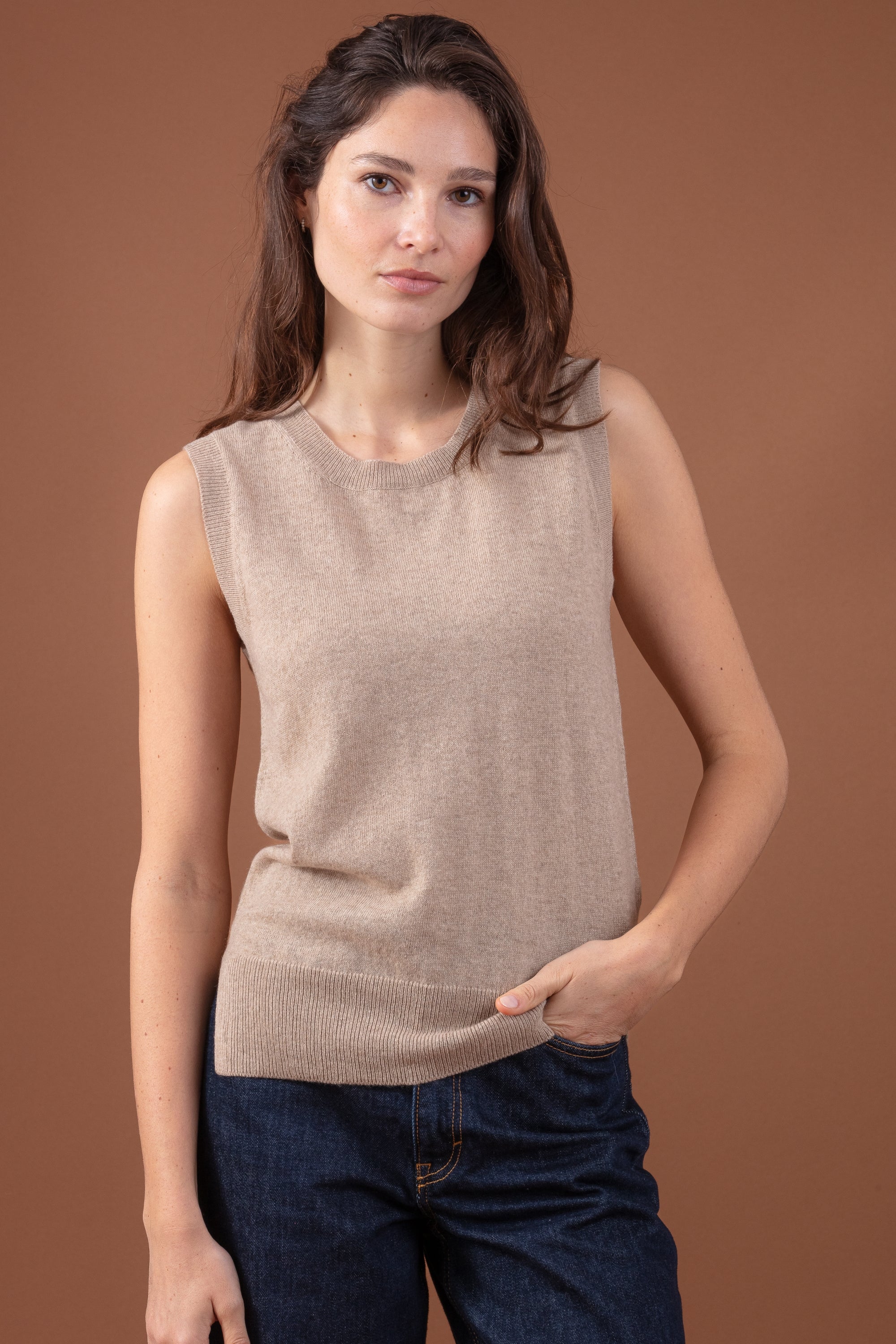 Rati in cashmere donna - natural stone - Mahogany
