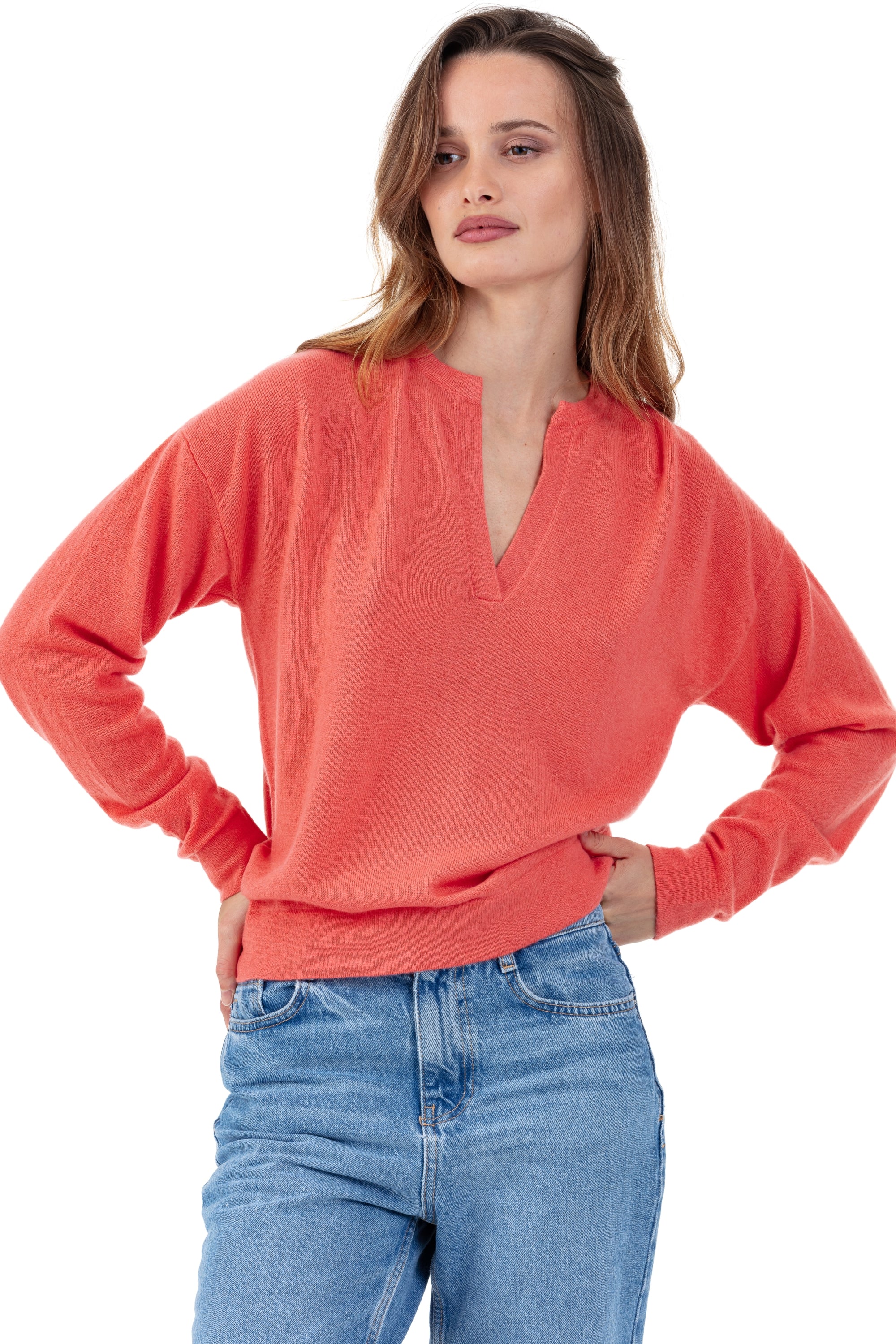 Rellule in cashmere donna - peach - Mahogany