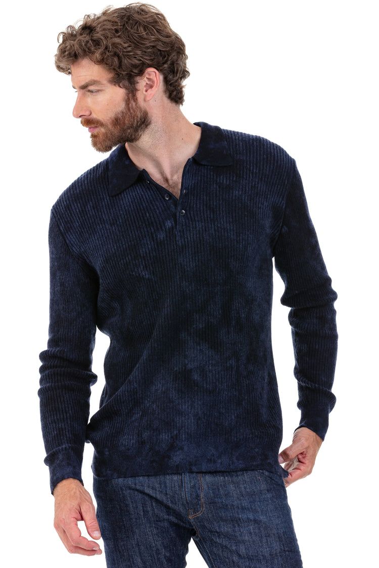Polo in cashmere, 100% Cashmere, uomo, collo polo, chiusura a bottoni, taglio dritto, maniche lunghe, camouflage, normale / 2 e 4 fili, maglia normale, Mahogany