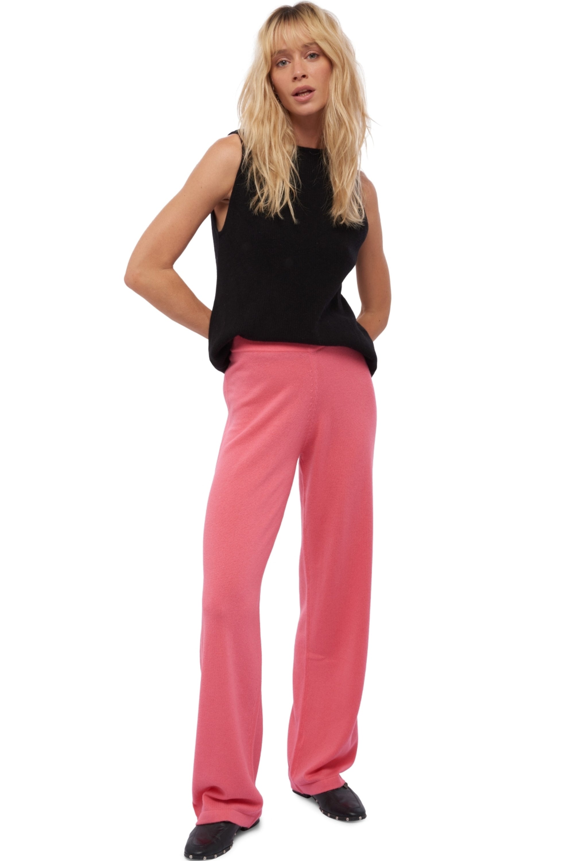 Pantalone in cashmere, 100% Cashmere, donna, taglio dritto, fine, , Mahogany