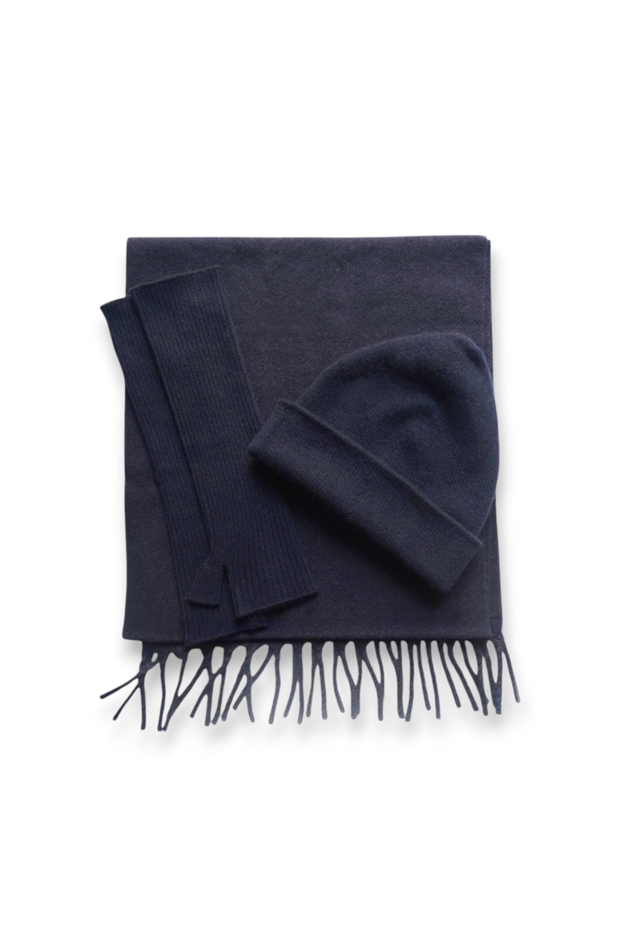 Winter set W in cashmere donna - blu marino scuro - Mahogany