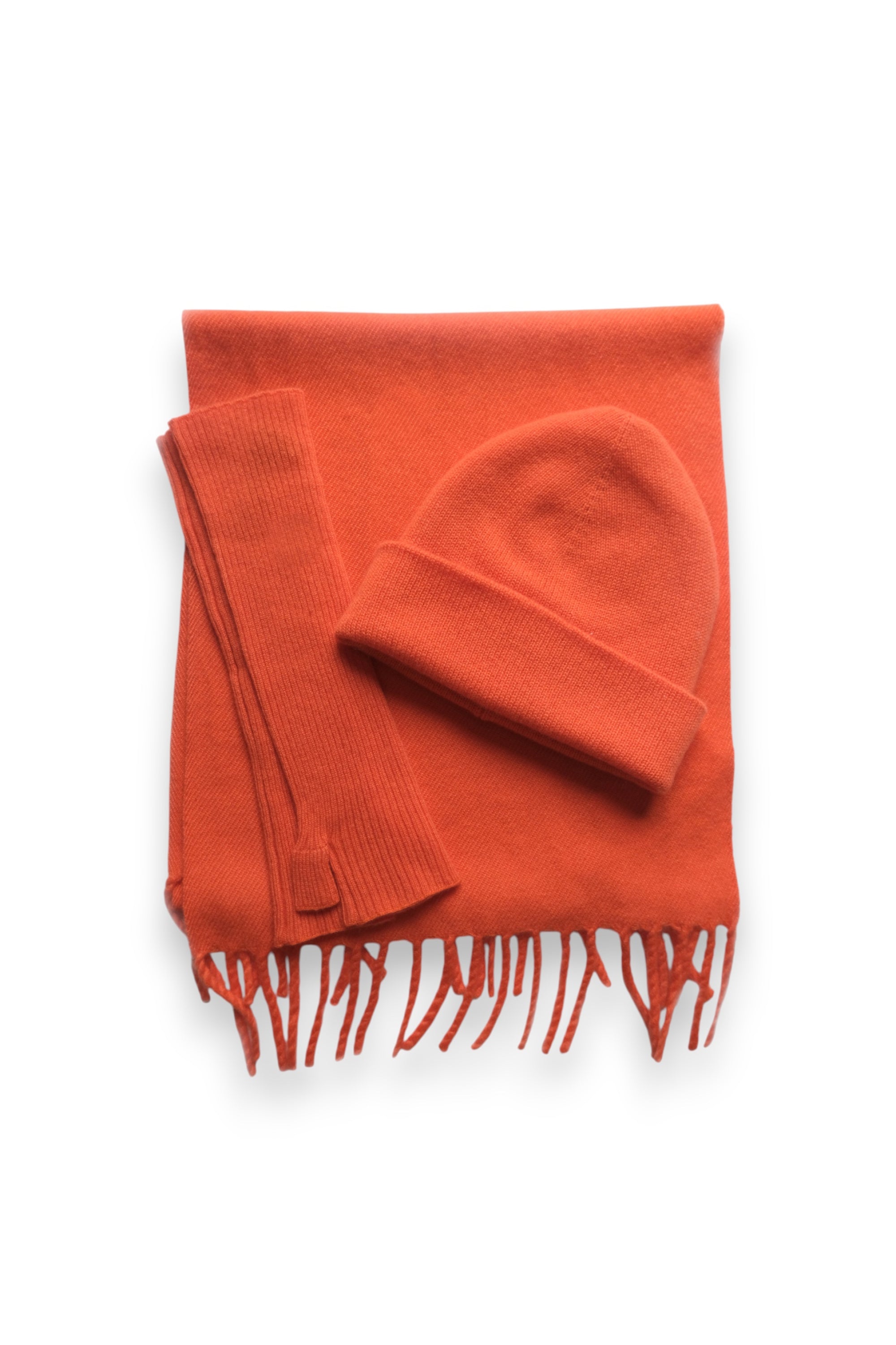 Winter set W in cashmere donna - arancione - Mahogany