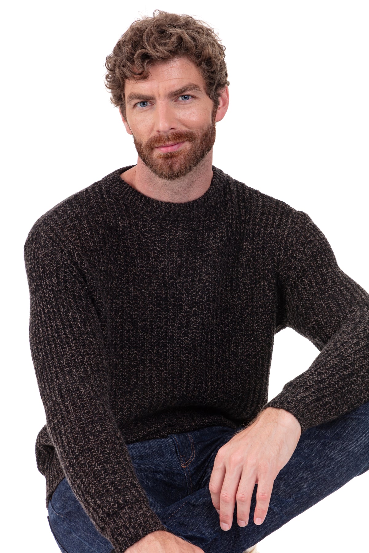 Paulin in cashmere uomo - nero / marrone chiné - Mahogany