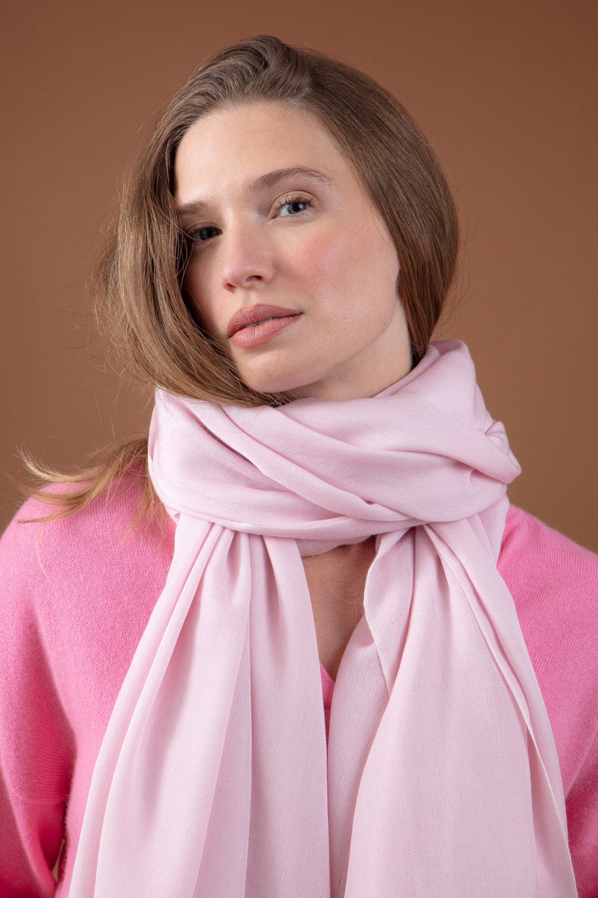 Adèle in cashmere e seta misto - rosa pallido - Mahogany