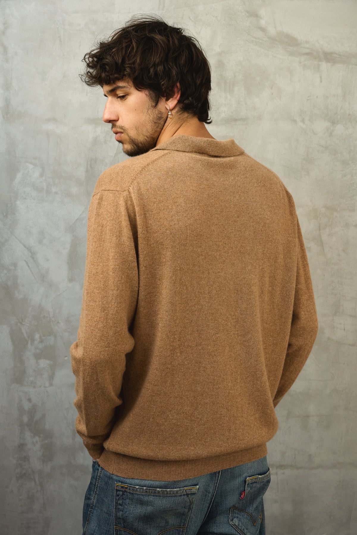Alexandre en cachemire homme - Vue 3 - camel chiné - Mahogany