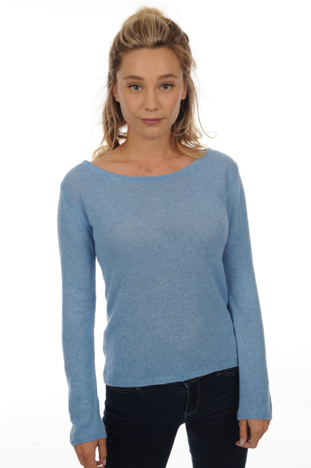 Caleen in cashmere donna - blu azzurro chiné - Mahogany