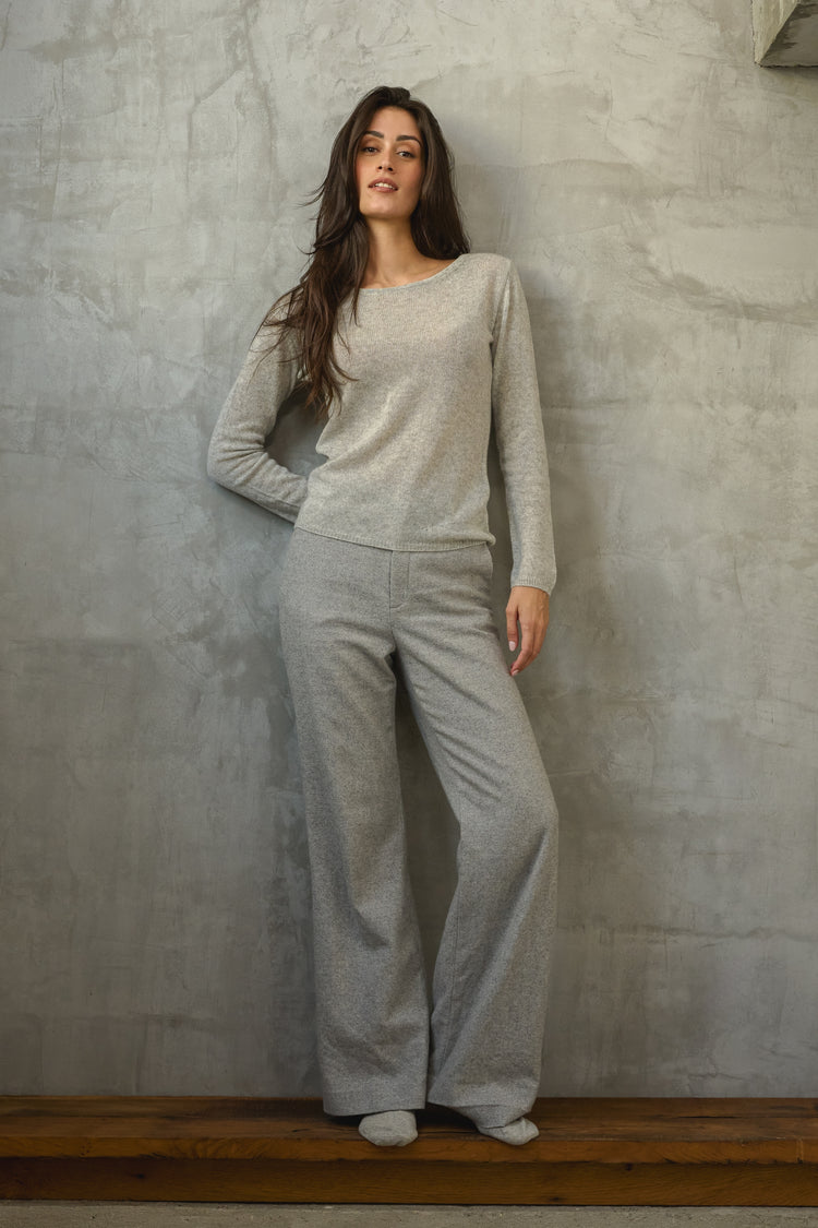 Caleen in cashmere donna - Vista 1 - flanelle chiné - Mahogany