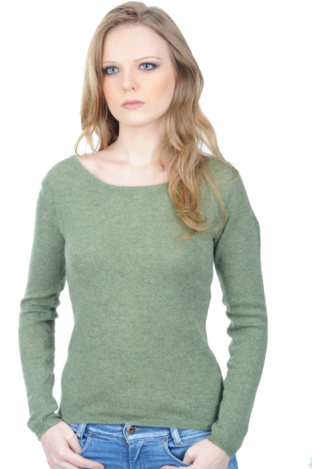 Caleen in cashmere donna - verde chiné - Mahogany