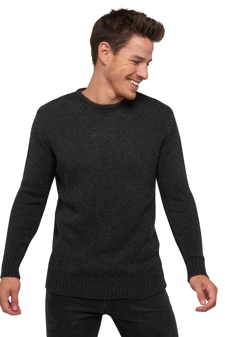 Maglione in cammello, 100% Cammello, uomo, collo rotondo, taglio dritto, maniche lunghe, grossa / 6 fili e +, maglia normale, Mahogany