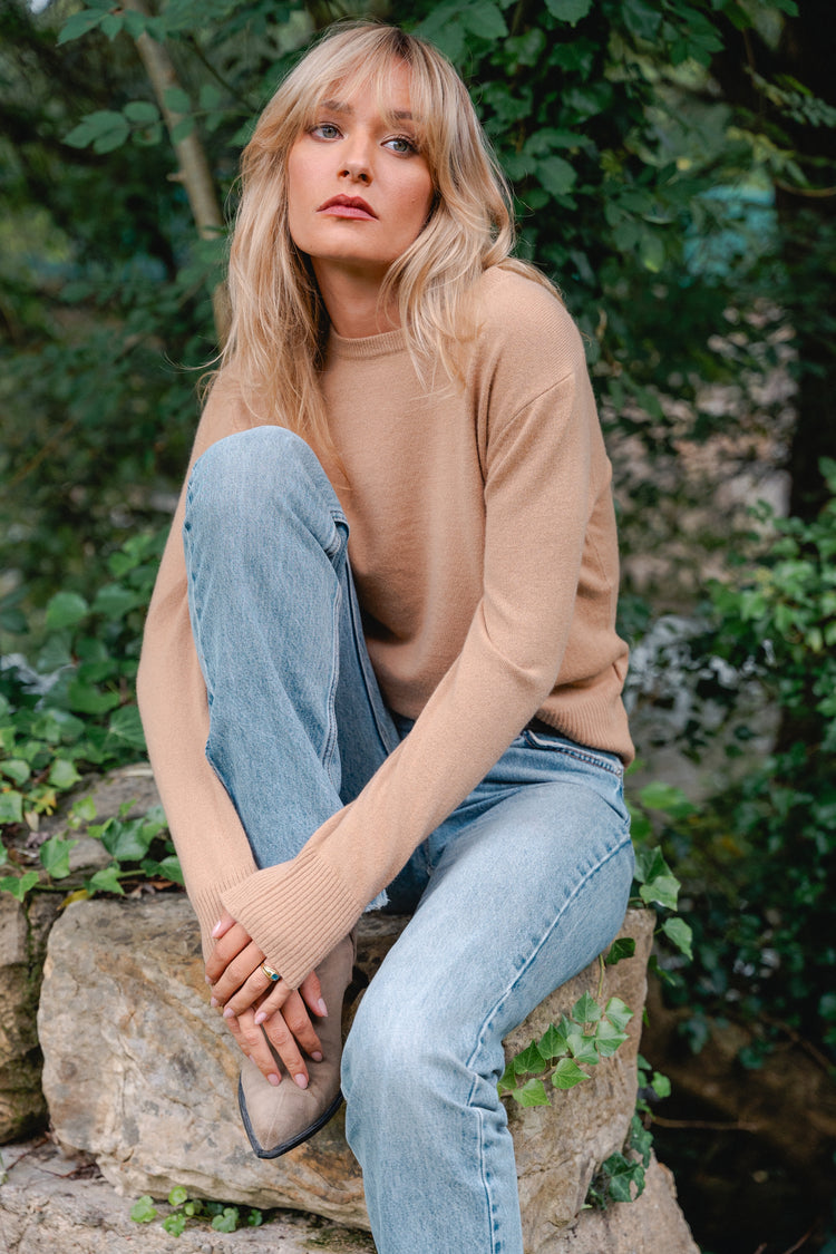 Daria in cashmere donna - Vista 4 - camel - Mahogany