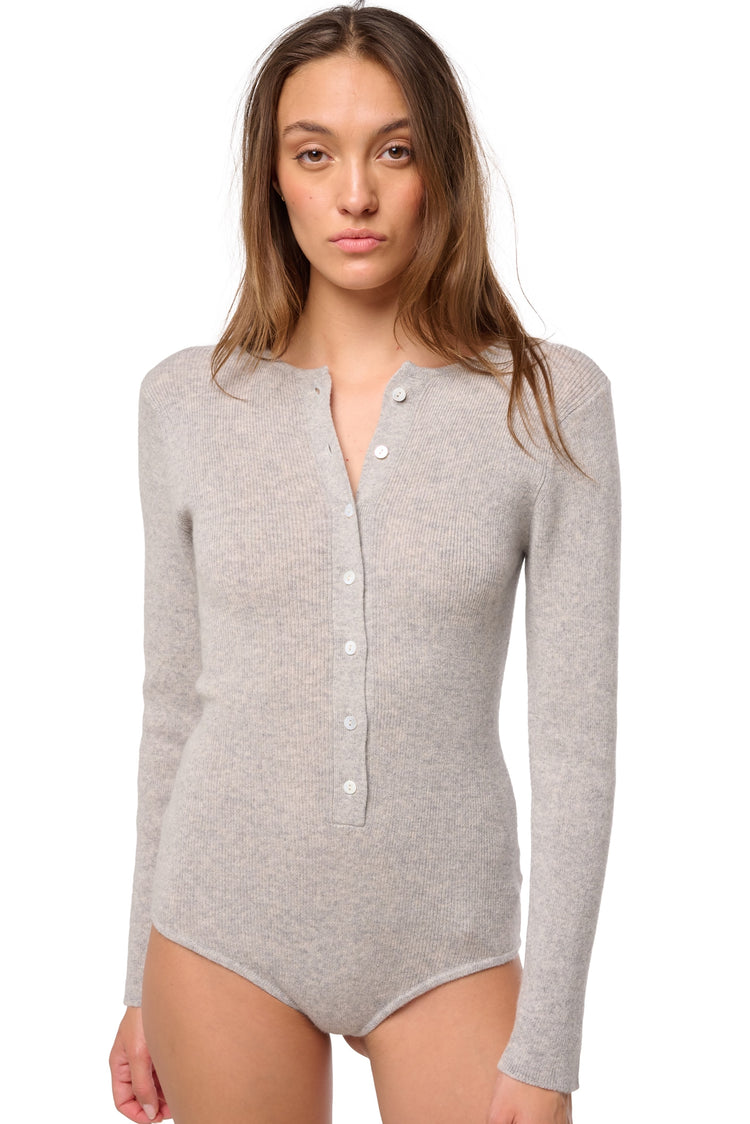 Body in cashmere, 100% cashmere, donna, girocollo, chiusura a bottoni, vestibilità aderente, maniche lunghe, normale / 2 e 4 fili, a coste, Mahogany