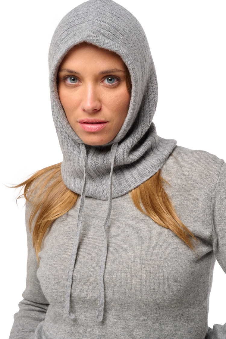 Passamontagna in cashmere, 100% Cashmere, unisex, grosso / 6 fili e +, costine, Mahogany