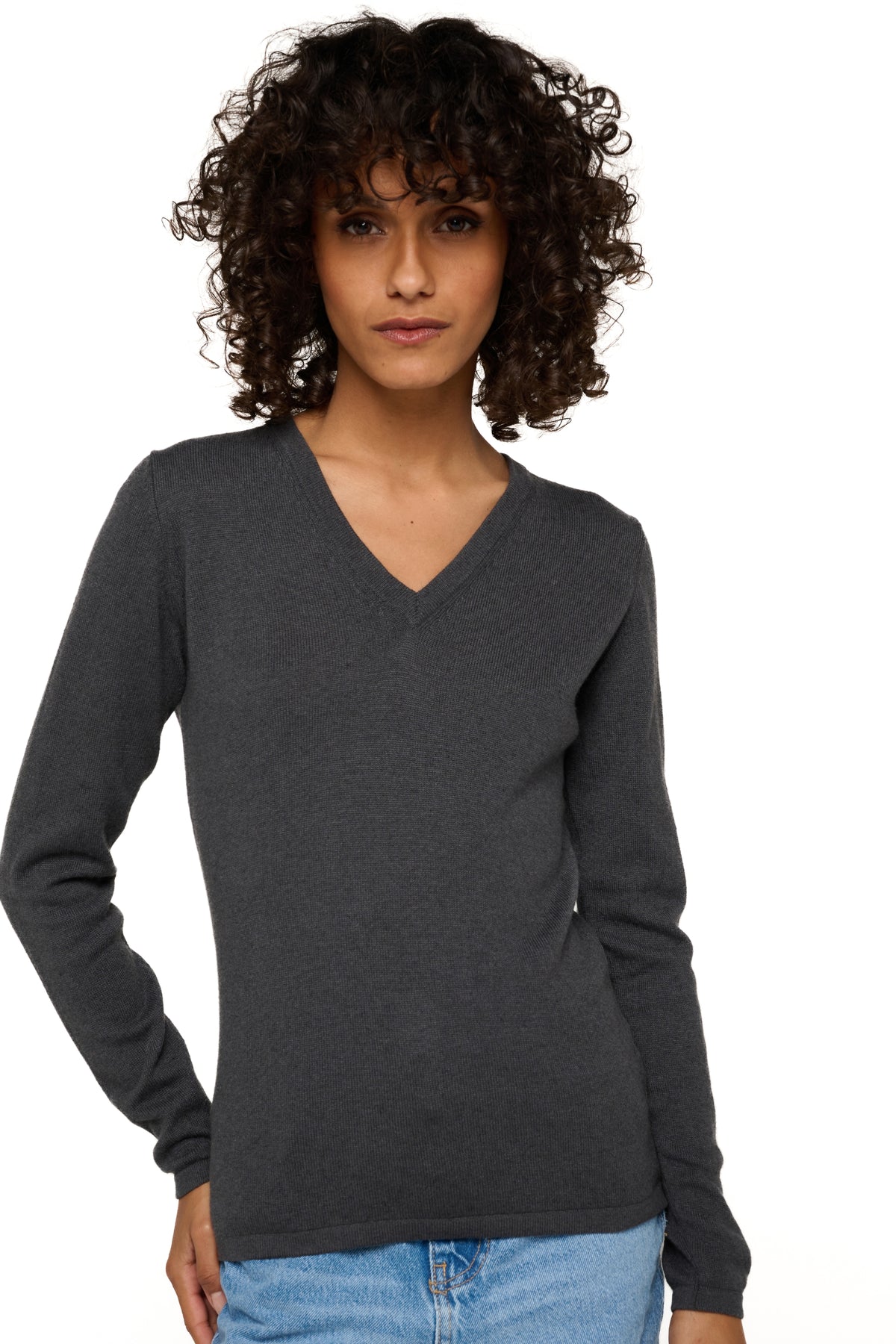 Maglione in cashmere, 100% cashmere, donna, scollo a V, vestibilità dritta, maniche lunghe, normale / 2 e 4 fili, maglia normale, Mahogany