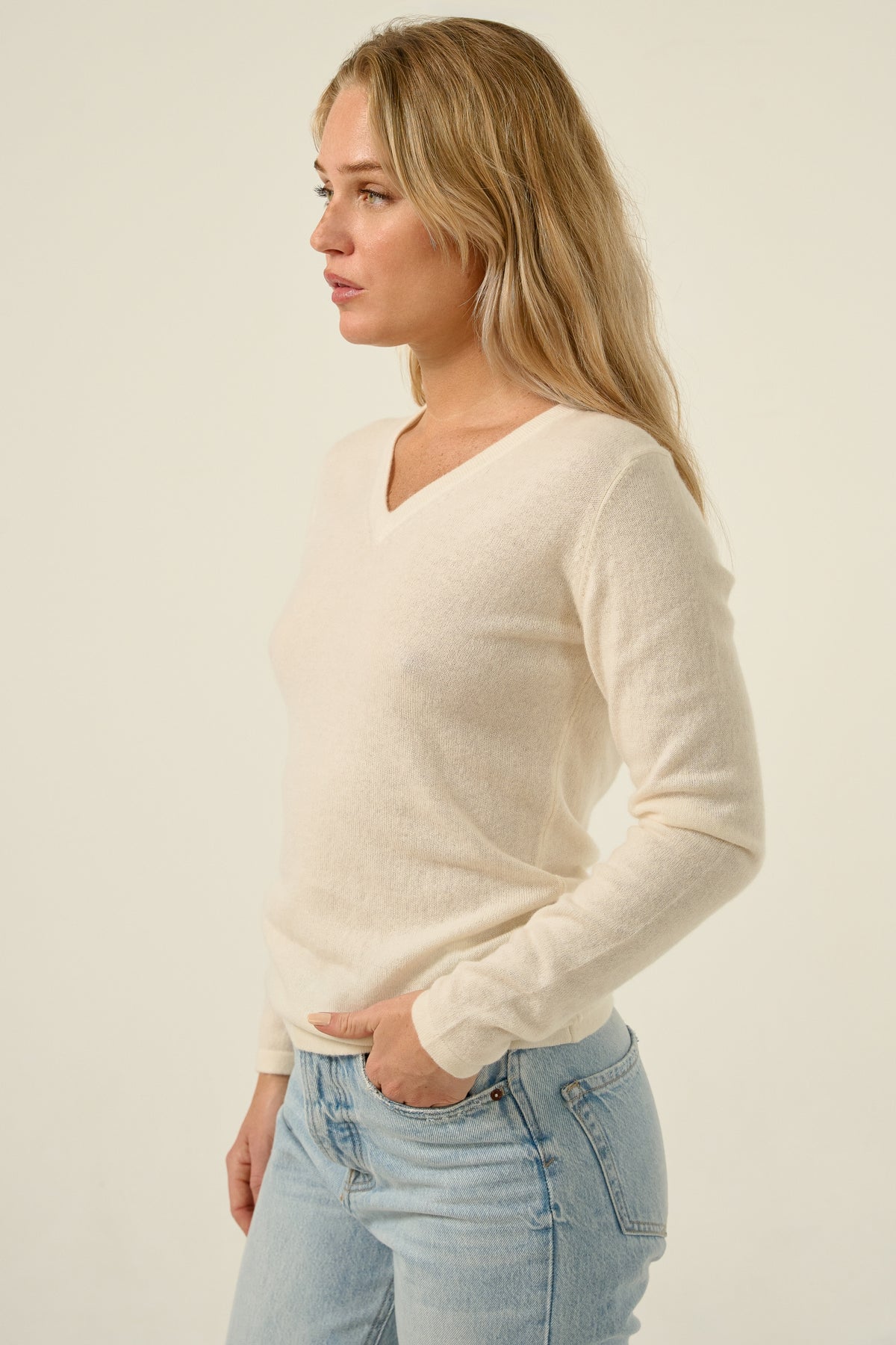 Emma in cashmere donna - Vista 1 - bianco sporco - Mahogany