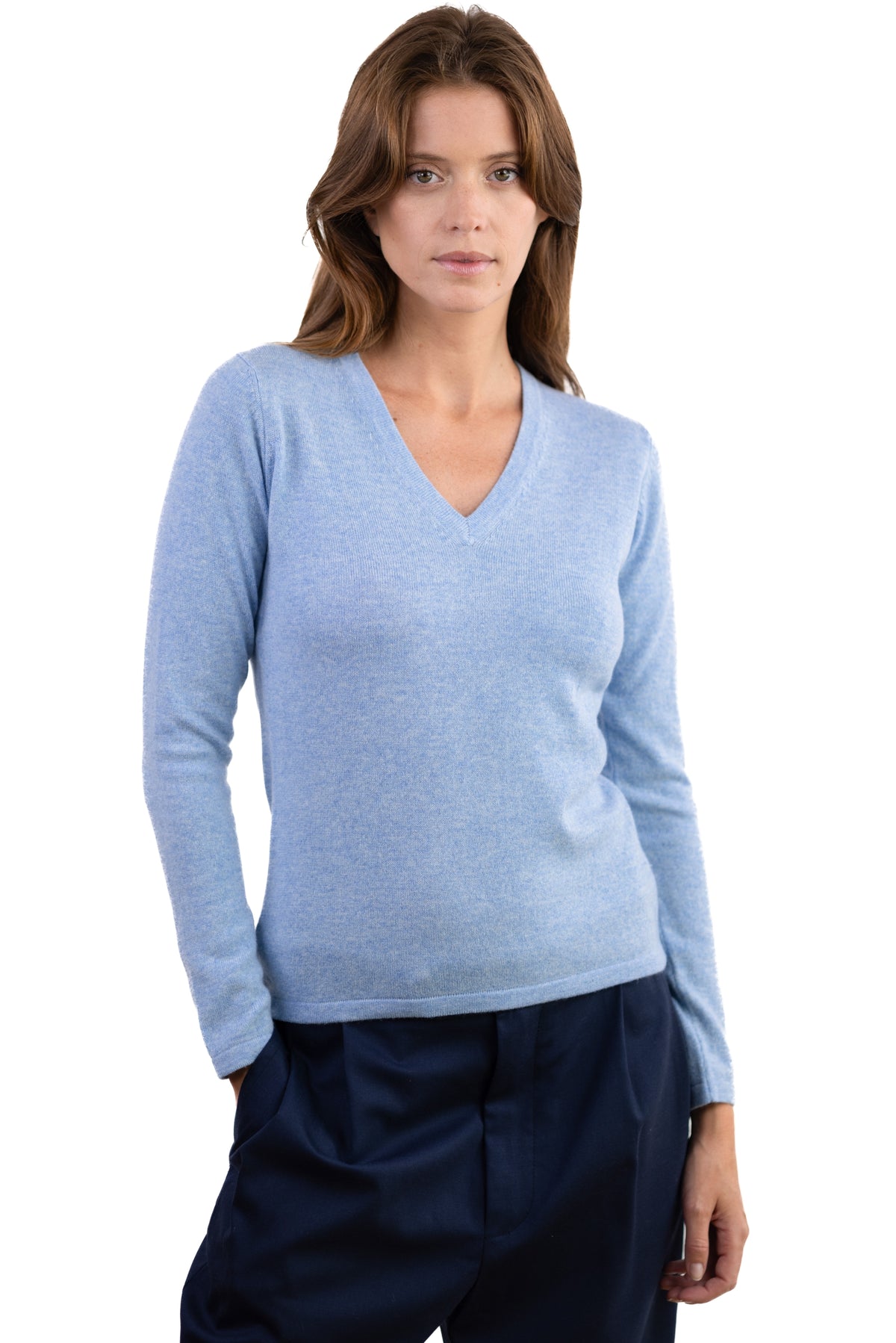 Emma in cashmere donna - blu azzurro chiné - Mahogany