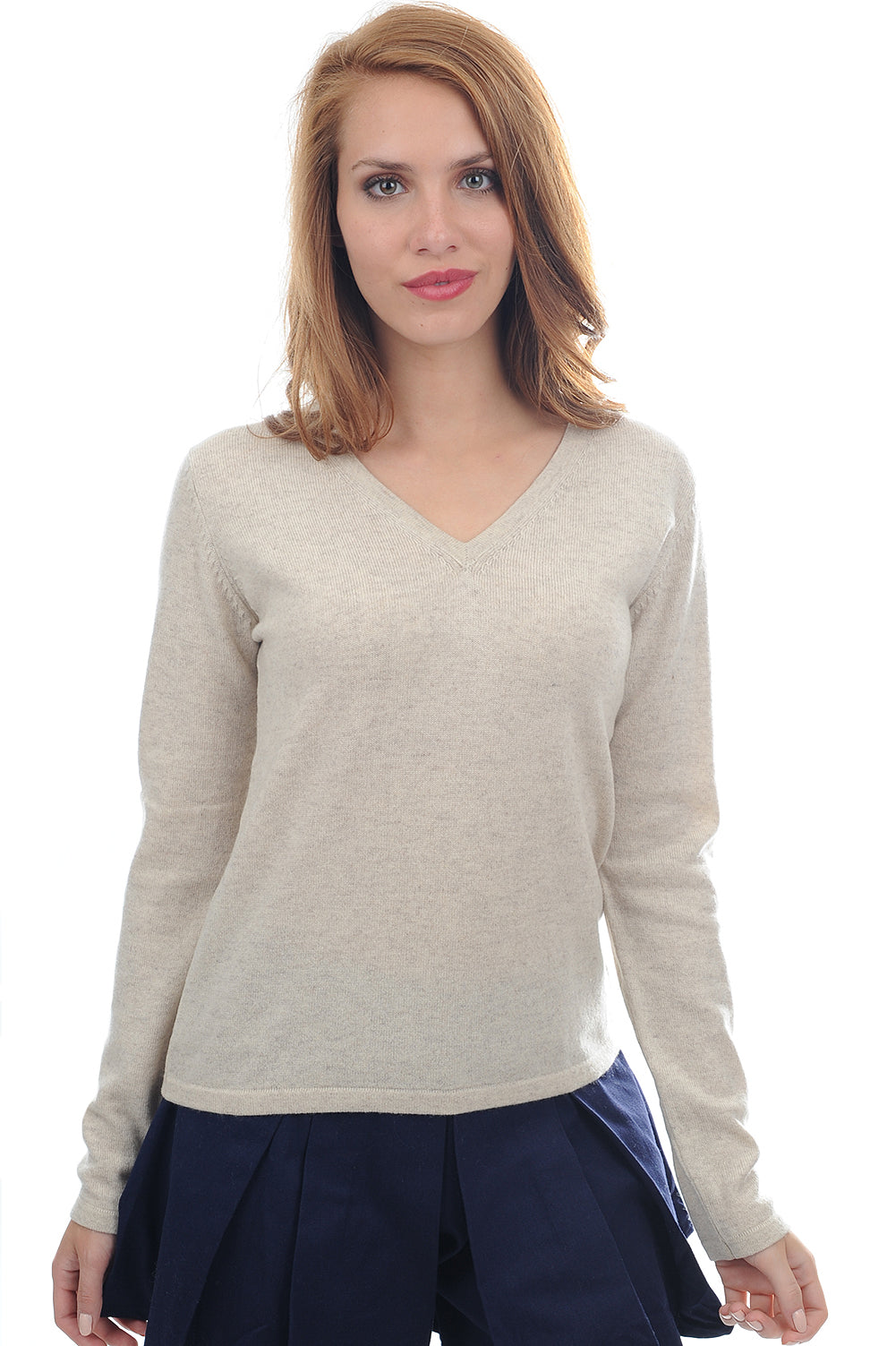 Emma in cashmere donna - écru chiné - Mahogany