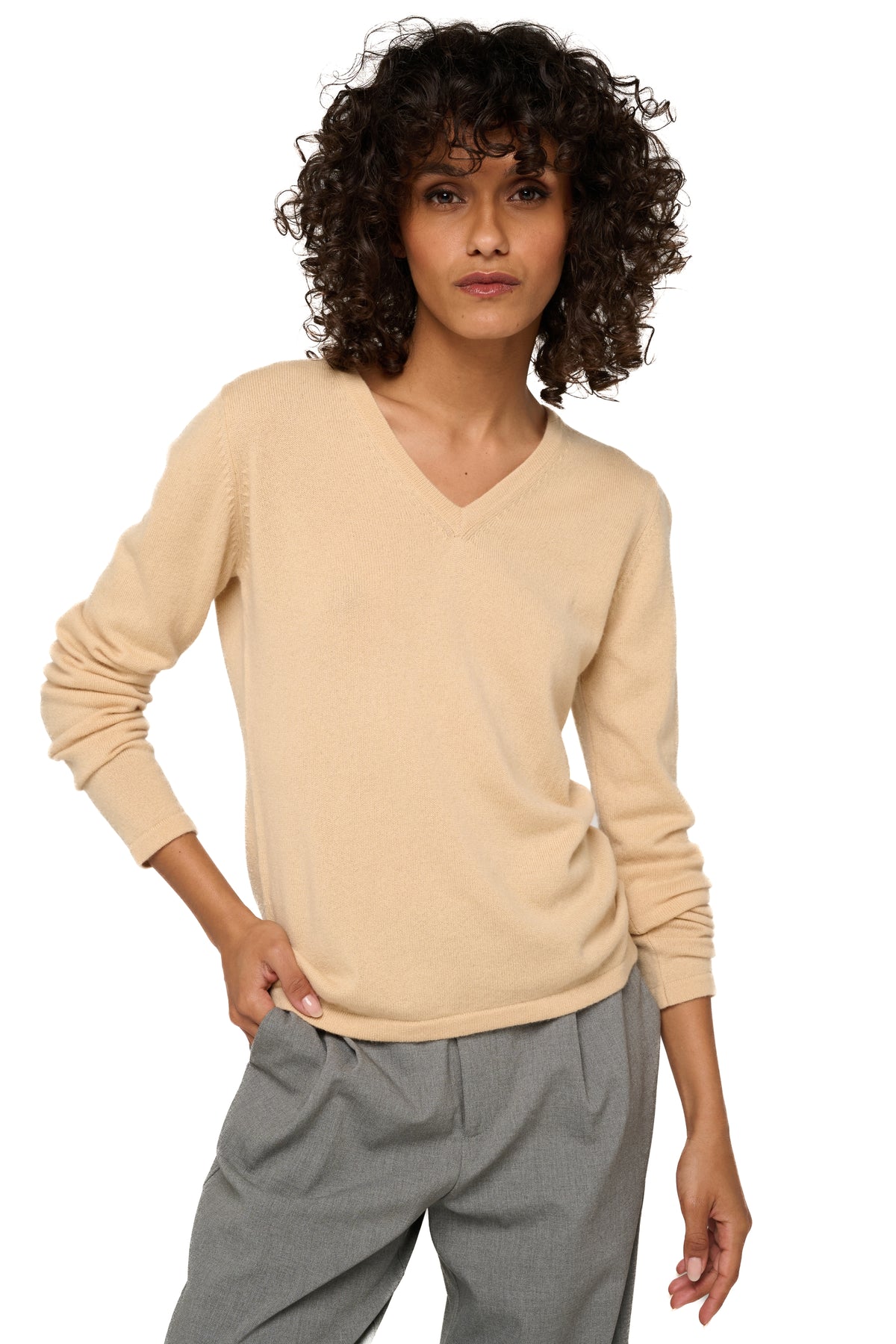 Emma in cashmere donna - honey - Mahogany