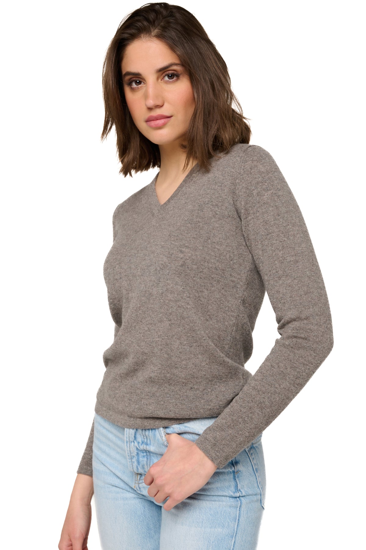 Emma in cashmere donna - marmotta chiné - Mahogany
