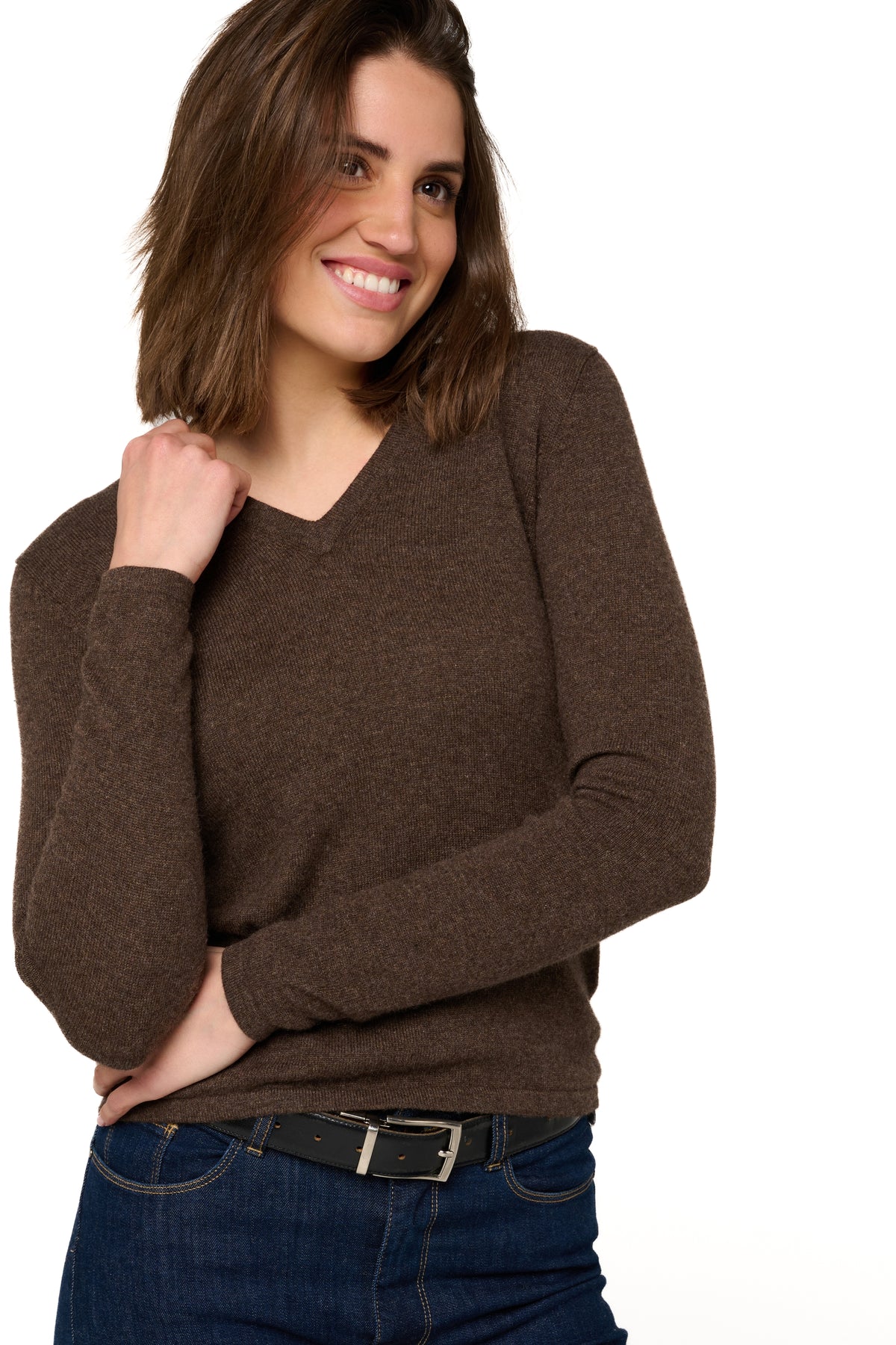 Emma in cashmere donna - marrone chiné - Mahogany