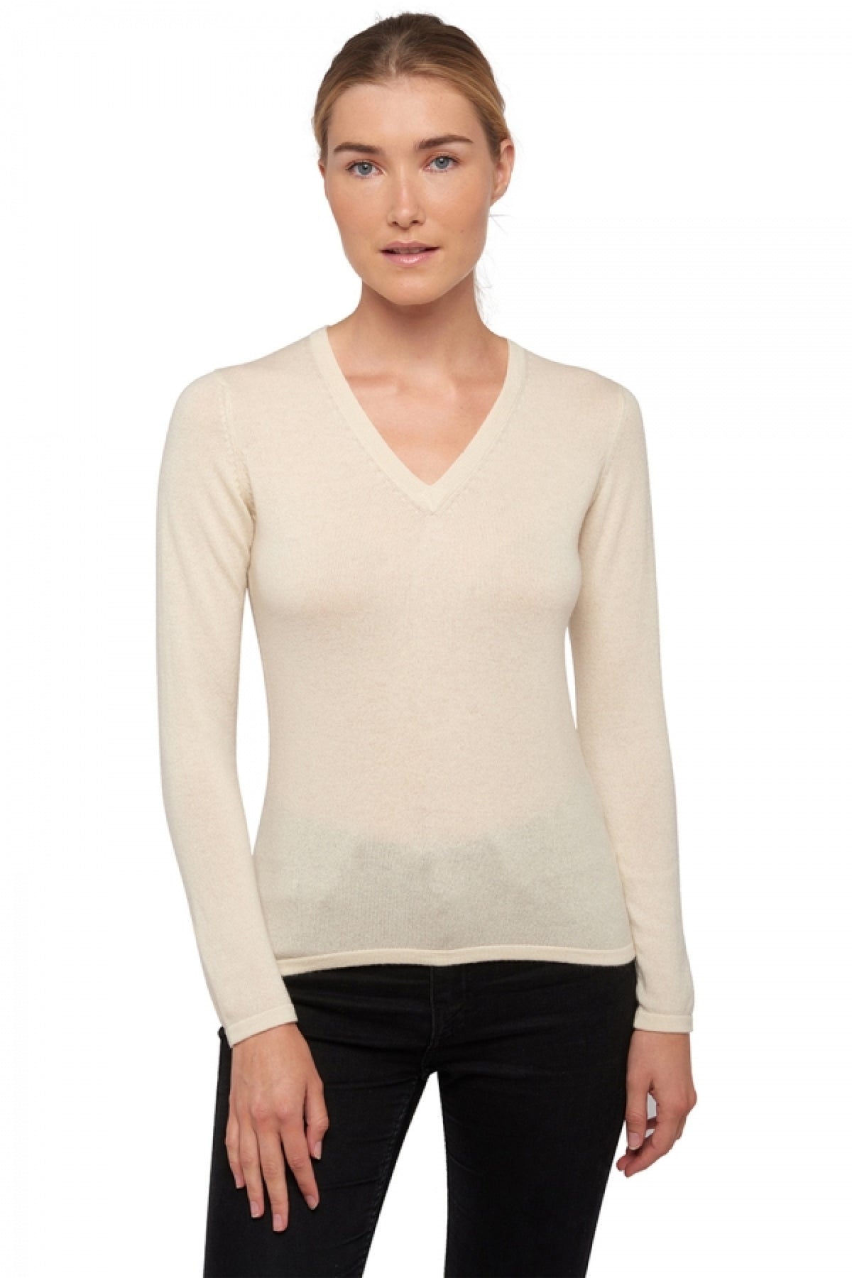 Emma in cashmere donna - natural écru - Mahogany
