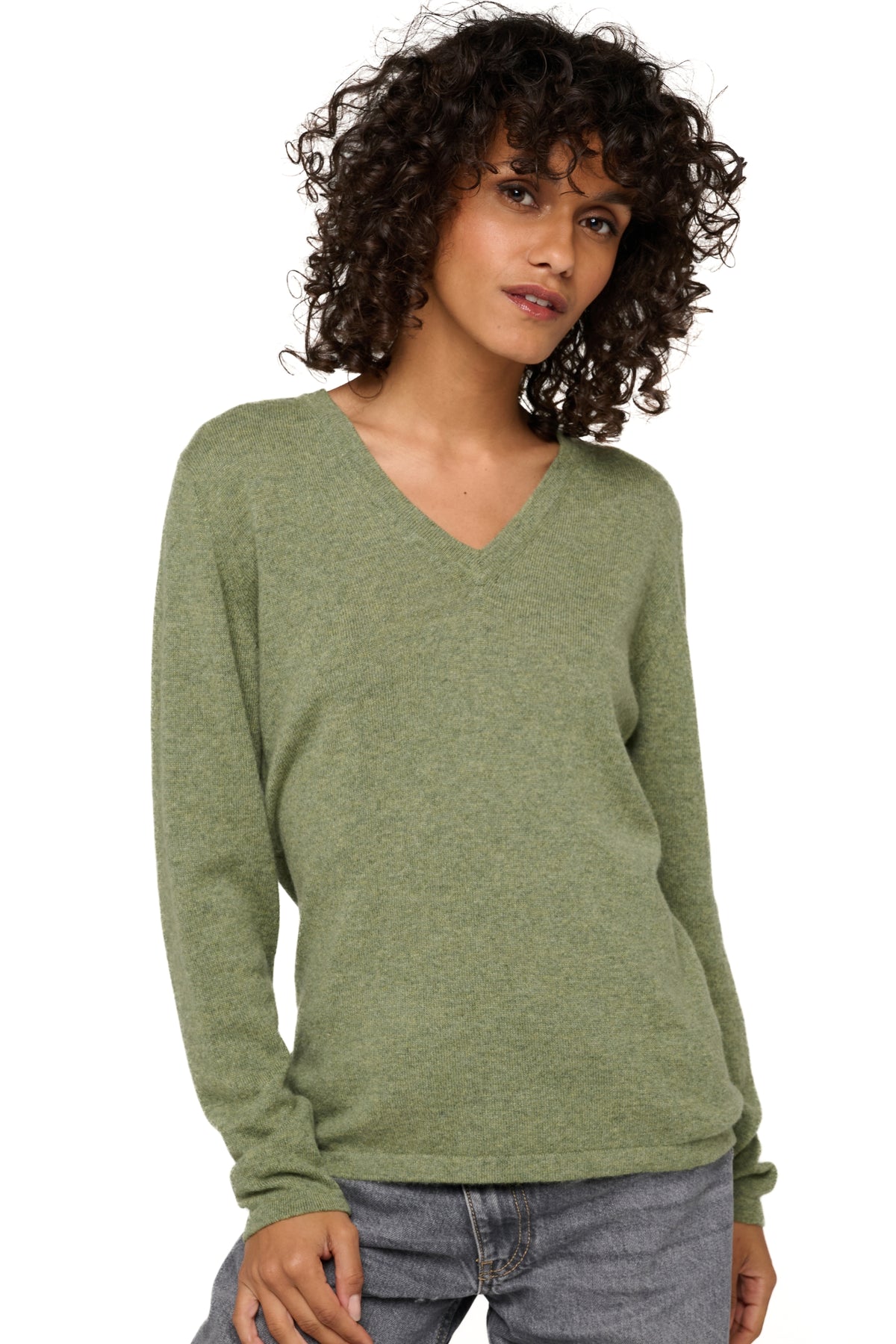 Emma in cashmere donna - verde chiné - Mahogany