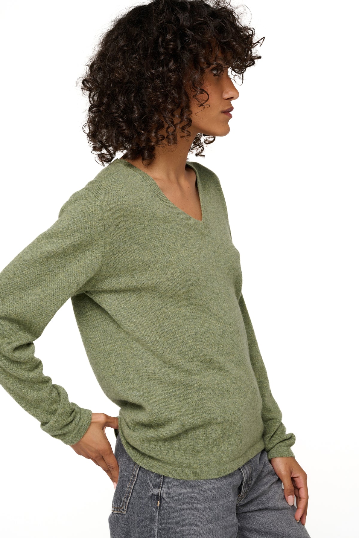 Emma in cashmere donna - Vista 1 - verde chiné - Mahogany