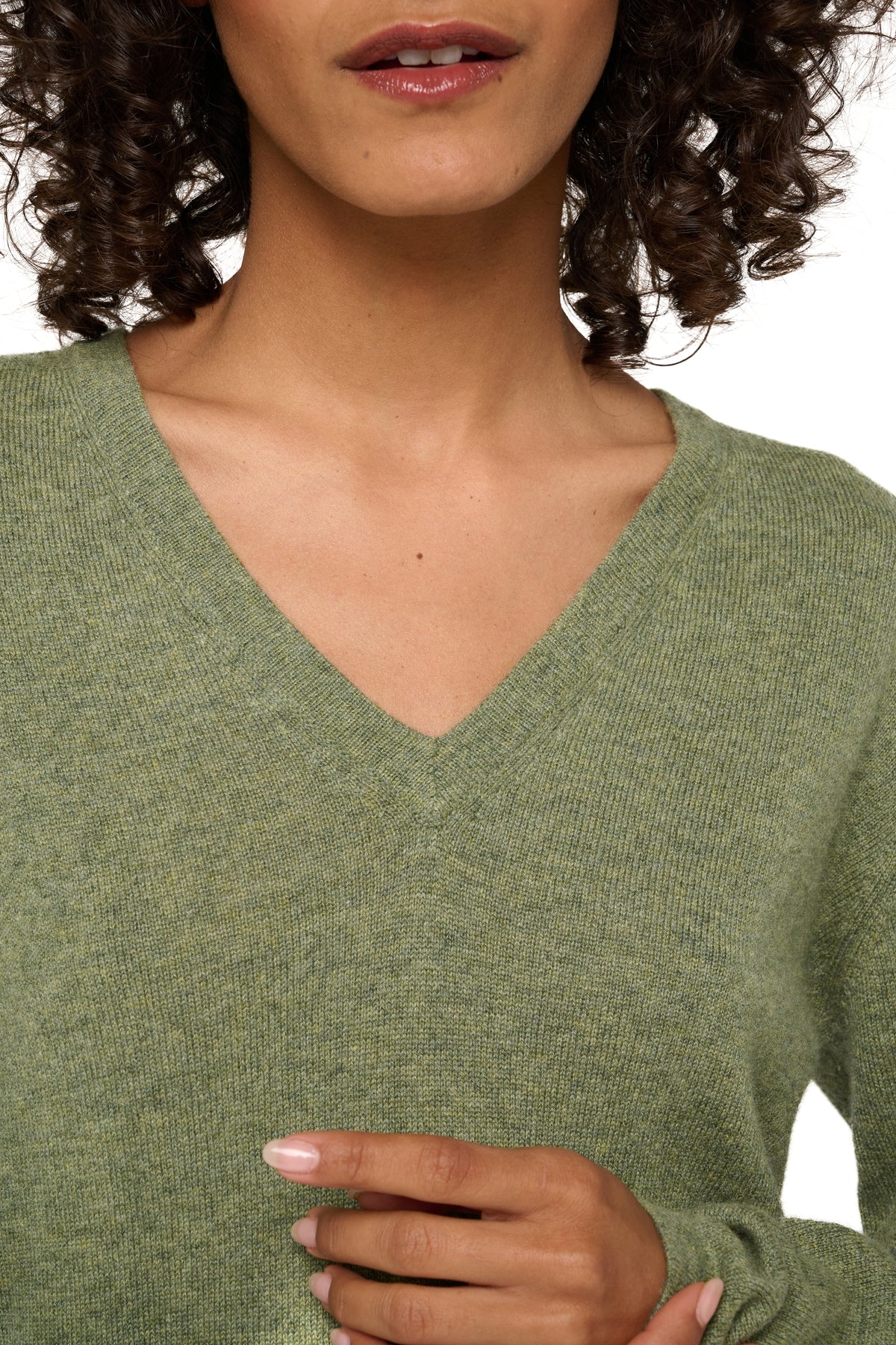 Emma in cashmere donna - Vista 2 - verde chiné - Mahogany