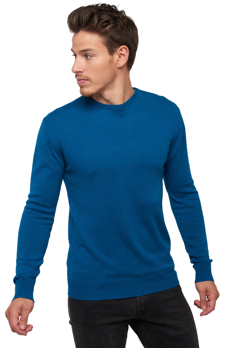 Maglione in cashmere, 100% Cashmere, uomo, collo tondo, taglio dritto, maniche lunghe, normale / 2 e 4 fili, maglia normale, Mahogany
