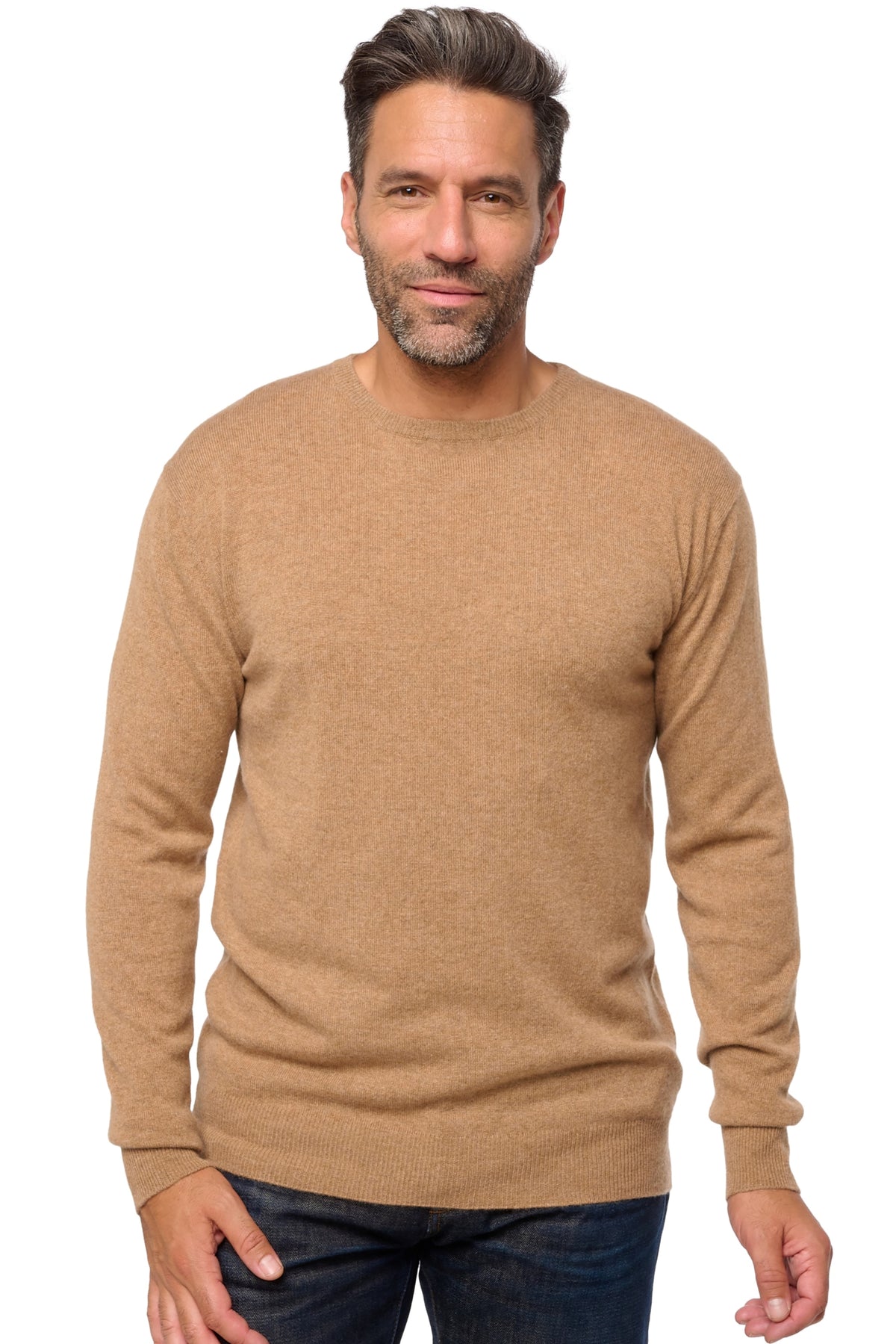 Keaton in cashmere uomo - cammello chiné - Mahogany