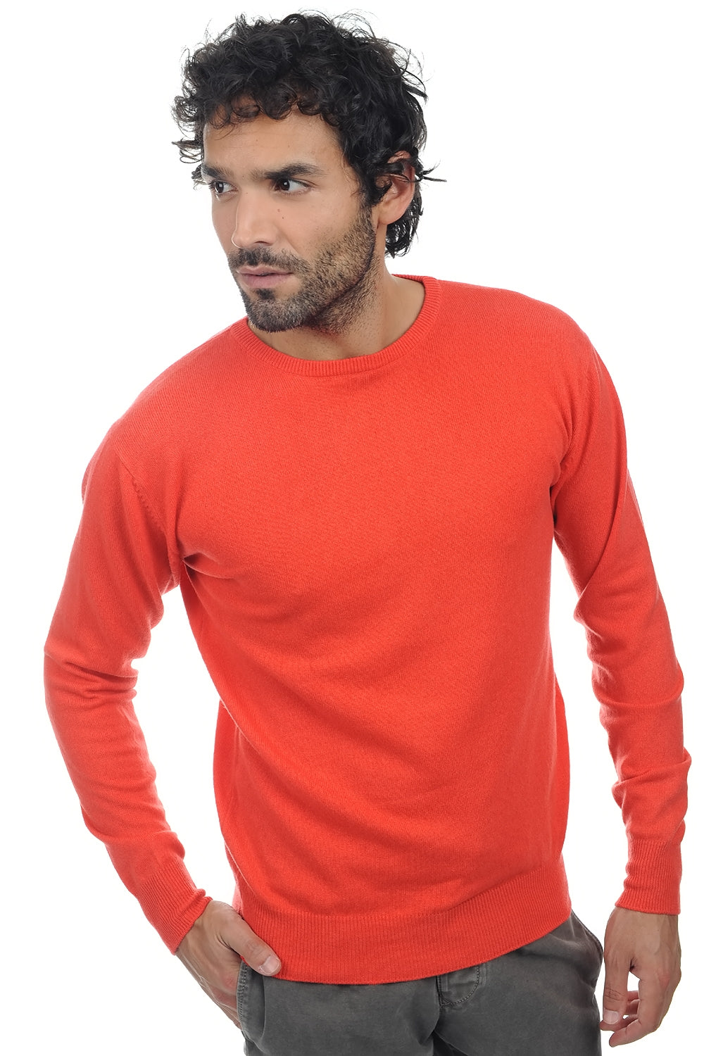 Keaton in cashmere uomo - corallo luminoso - Mahogany