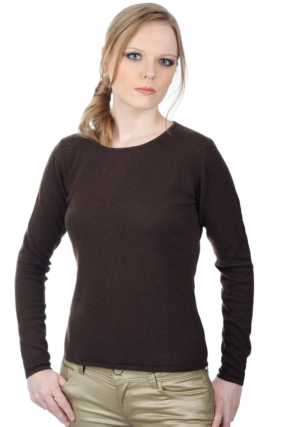 Line in cashmere donna - cappuccino - Mahogany