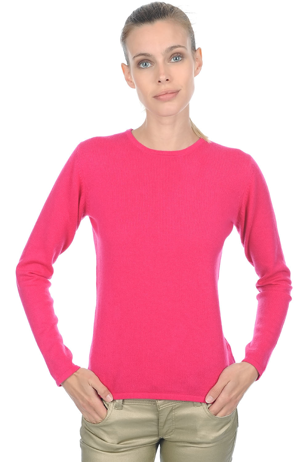 Maglione in cashmere, 100% cashmere, donna, collo tondo, taglio dritto, maniche lunghe, fine, , Mahogany