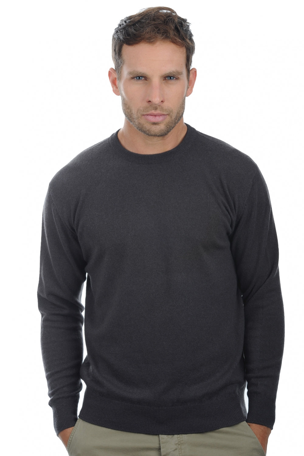 Maglione in cashmere, 100% cashmere, uomo, collo tondo, taglio dritto, maniche lunghe, fine, , Mahogany