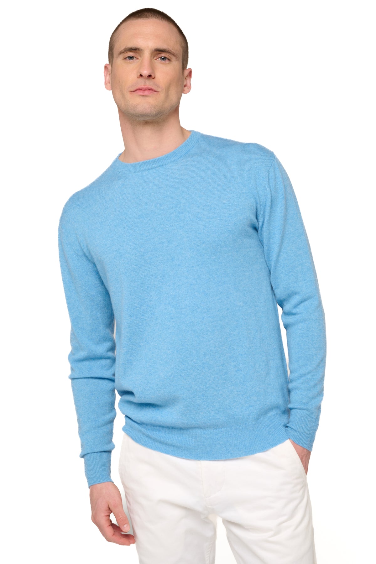 Nestor in cashmere uomo - blu azzurro chiné - Mahogany