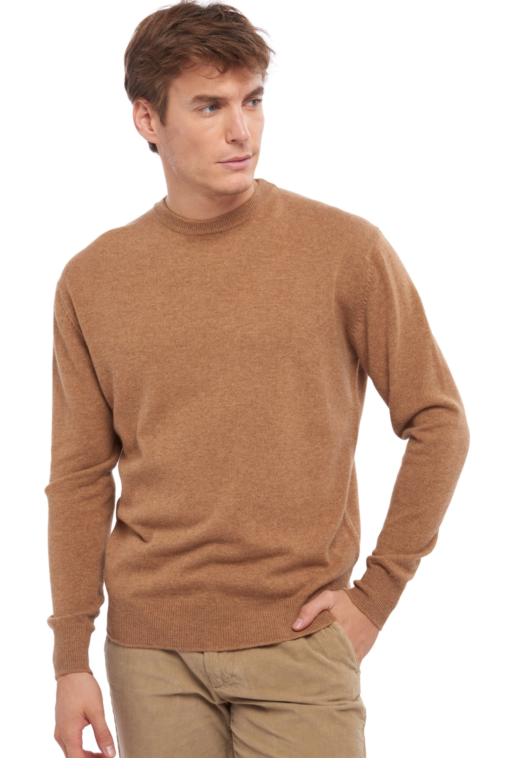 Nestor in cashmere uomo - cammello chiné - Mahogany