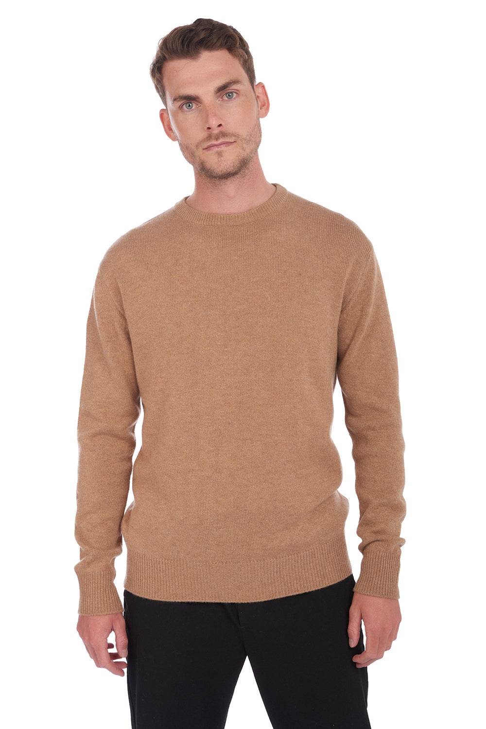 Nestor 4F in cashmere uomo - cammello chiné - Mahogany
