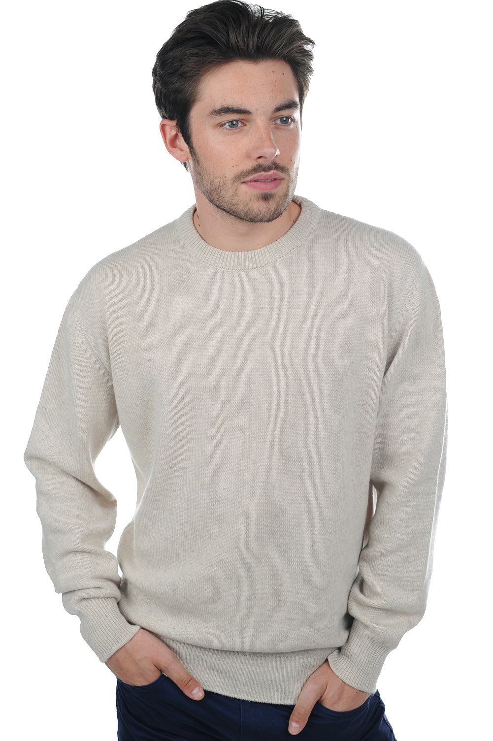 Nestor 4F in cashmere da uomo - écru chiné - Mahogany