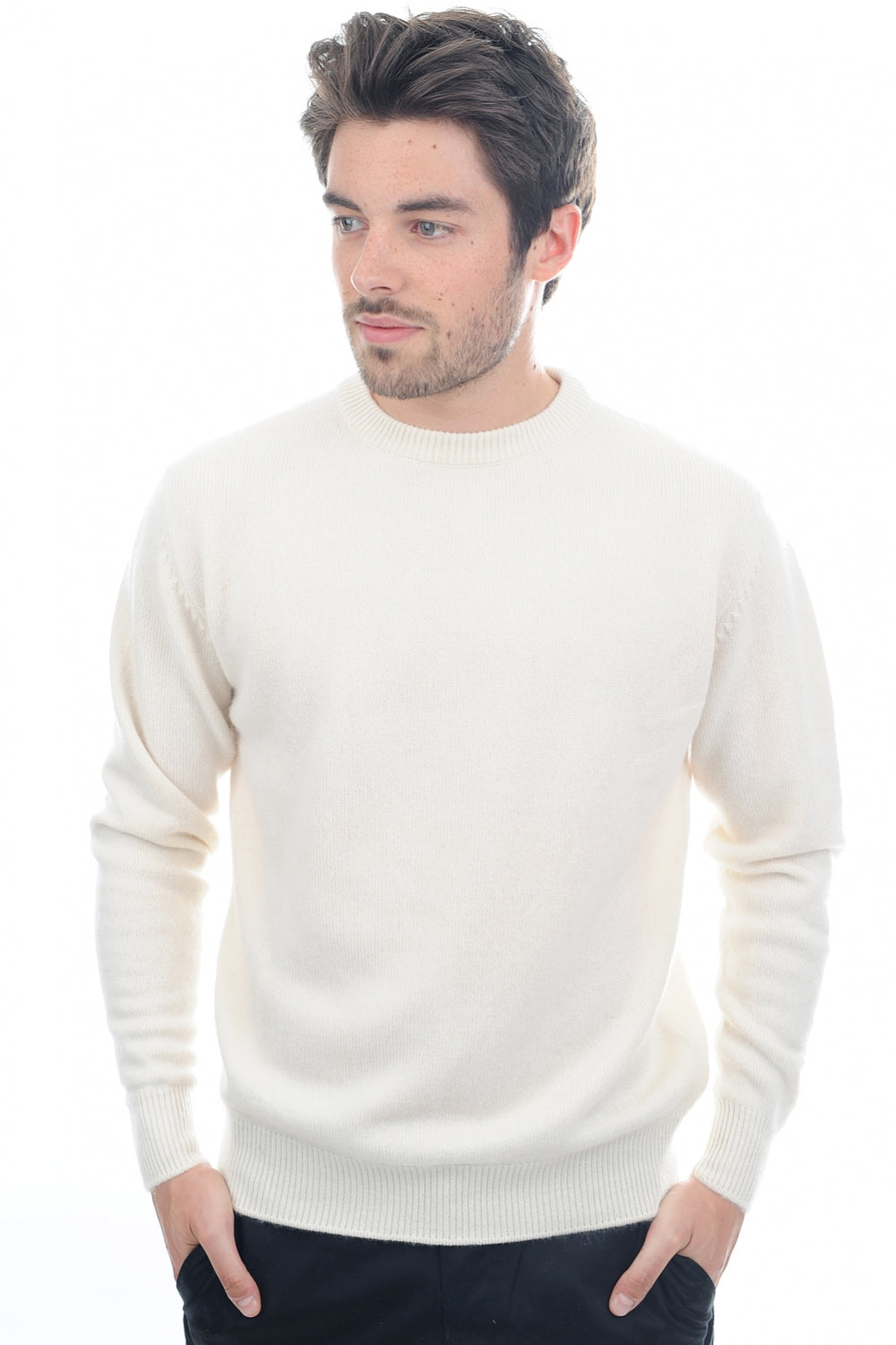 Nestor 4F in cashmere da uomo - écru naturale - Mahogany