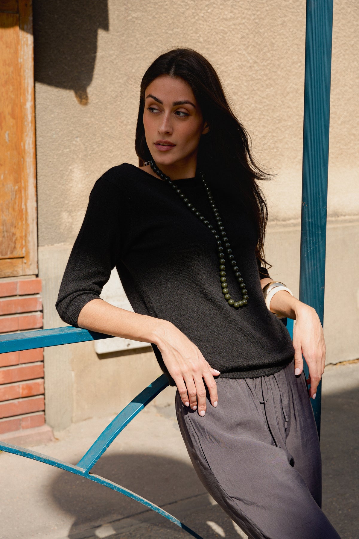 Odessa in cashmere donna - Vista 1 - noir - Mahogany